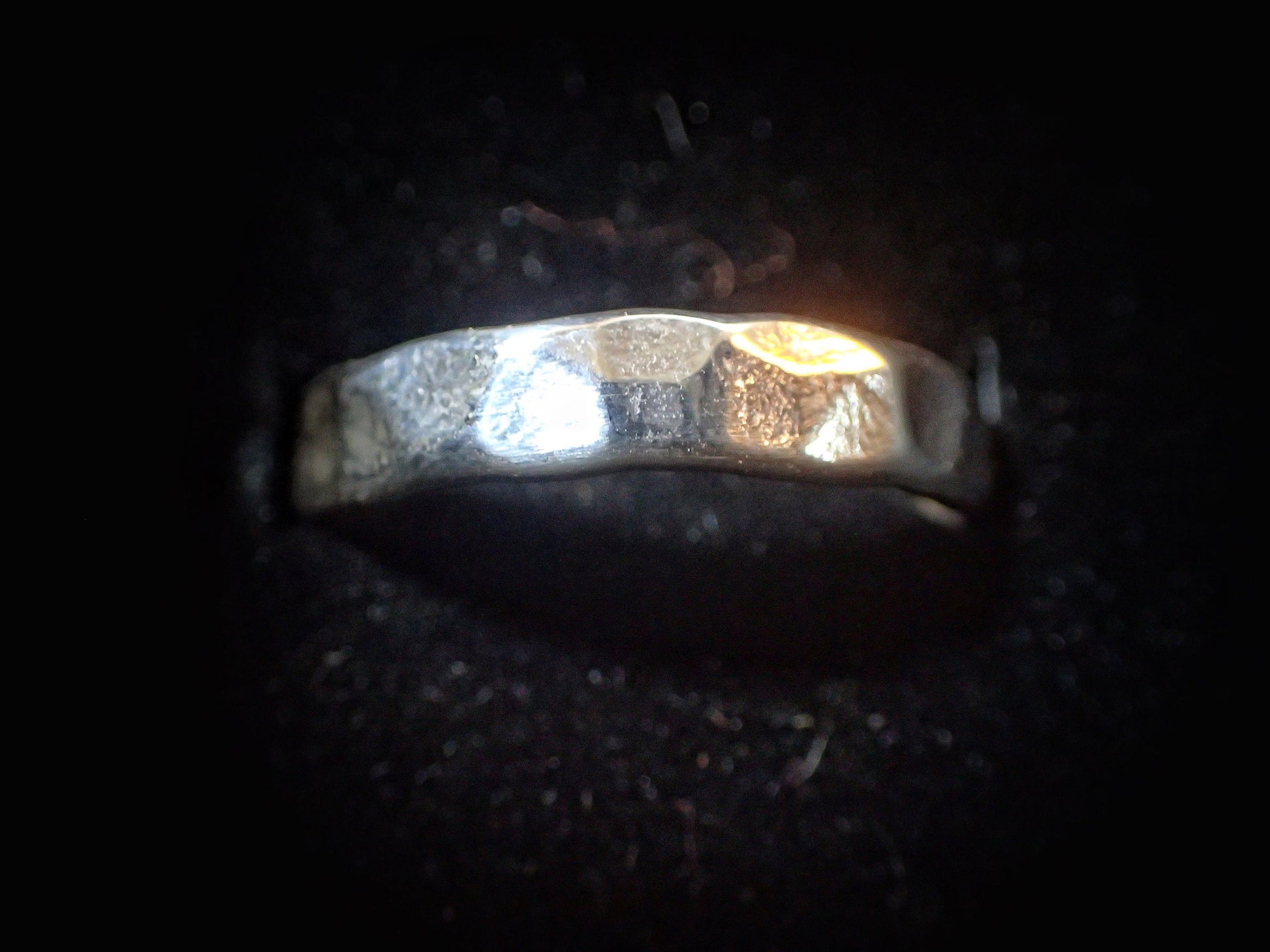 Faceted Hammered Textured Unique Finish Silver Ring / Band US Sizes