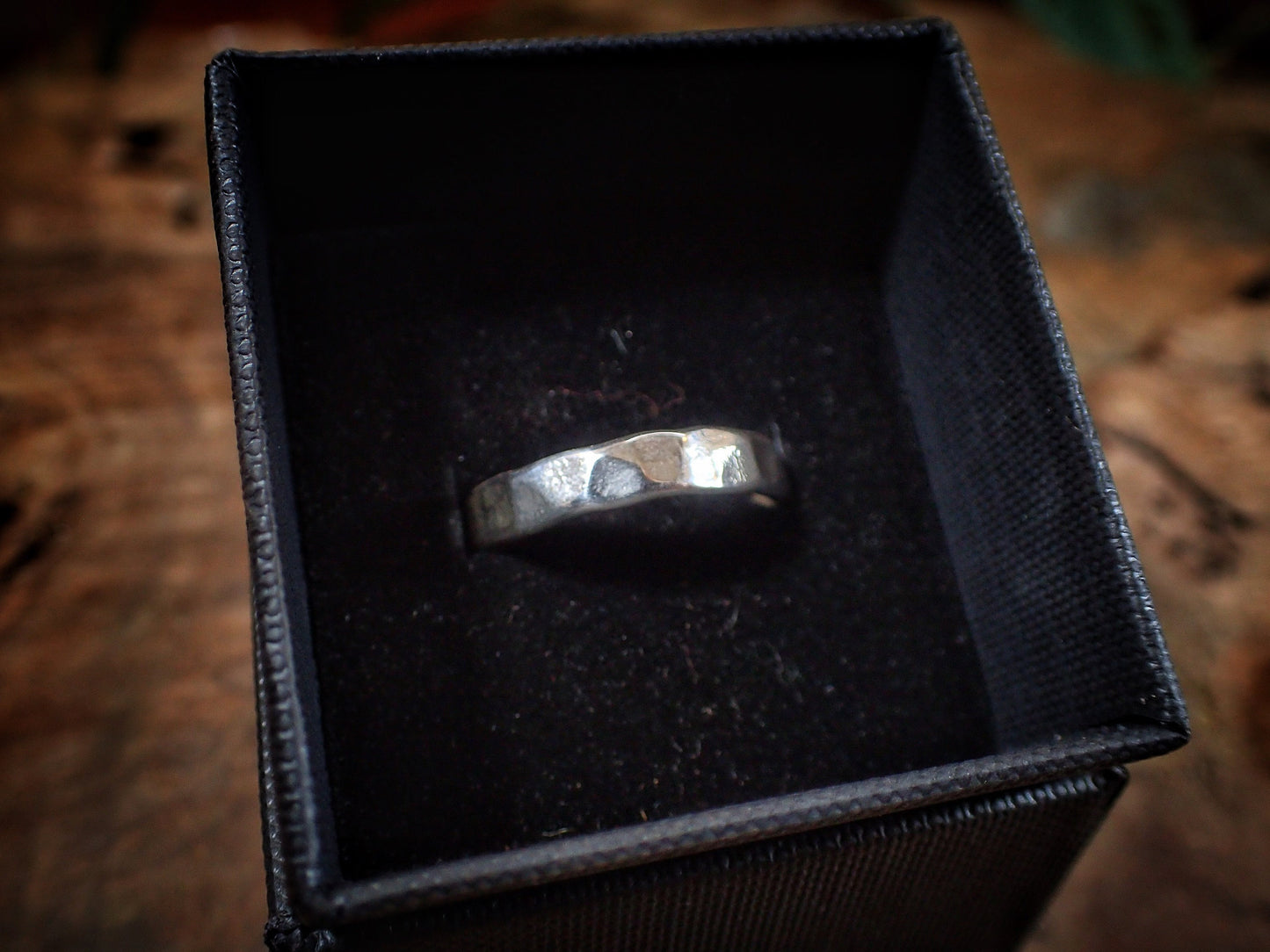 Faceted Hammered Textured Unique Finish Silver Ring / Band US Sizes