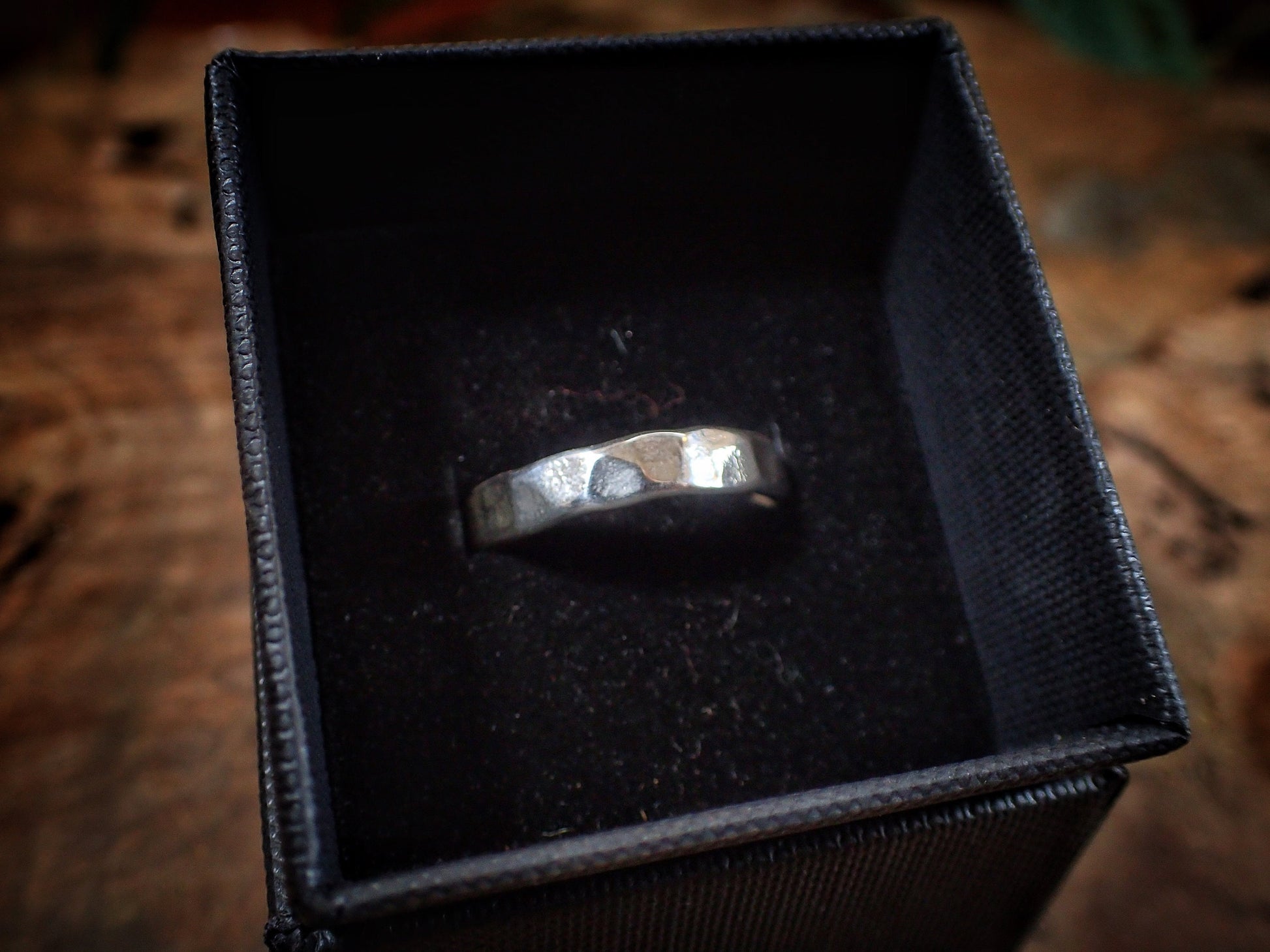 Faceted Hammered Textured Unique Finish Silver Ring / Band US Sizes