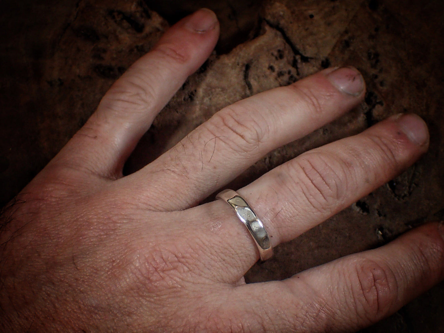Faceted Hammered Textured Unique Finish Silver Ring / Band US Sizes