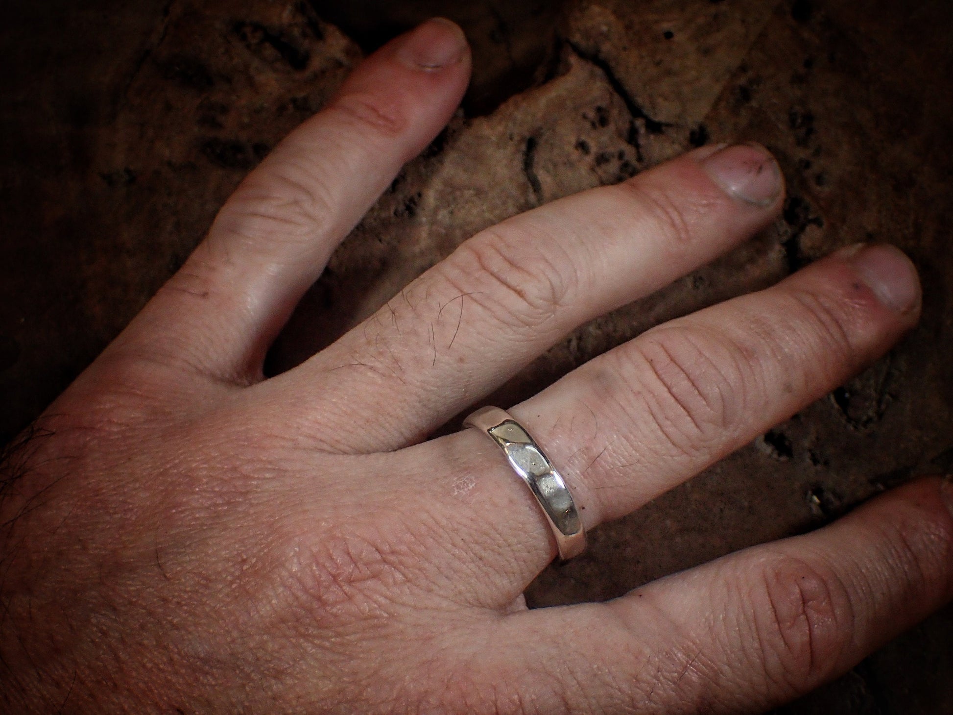 Faceted Hammered Textured Unique Finish Silver Ring / Band US Sizes