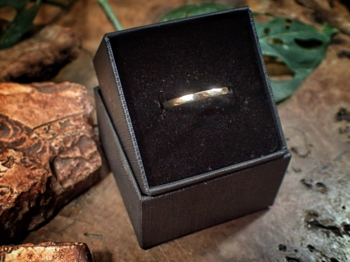 Hammered Textured Unique Rustic 9ct Gold Ring / Band US Sizes