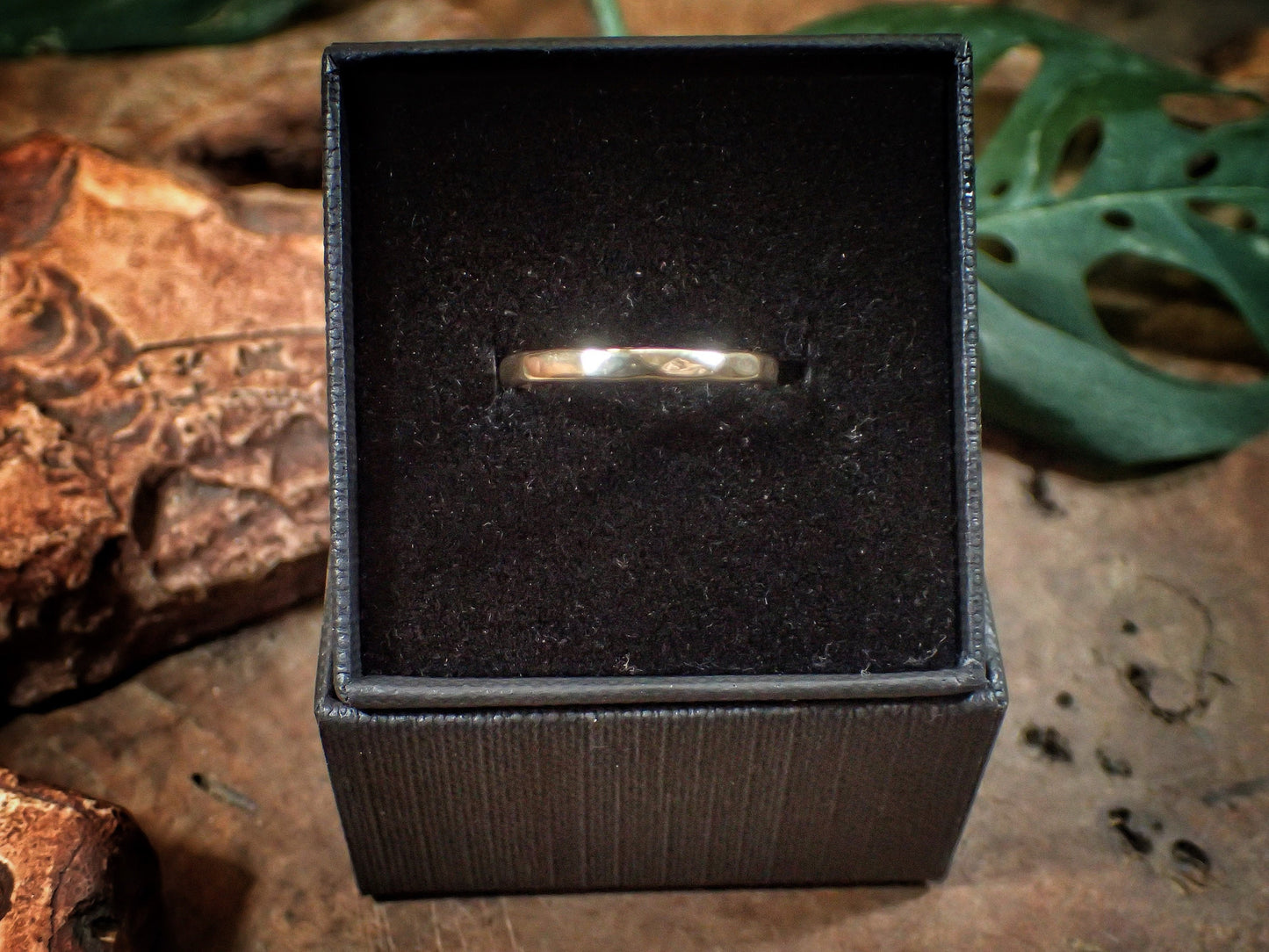 Hammered Textured Unique Rustic 9ct Gold Ring / Band US Sizes