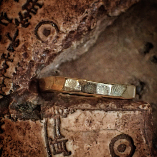 Hammered Textured Unique Rustic 9ct Gold Ring / Band US Sizes