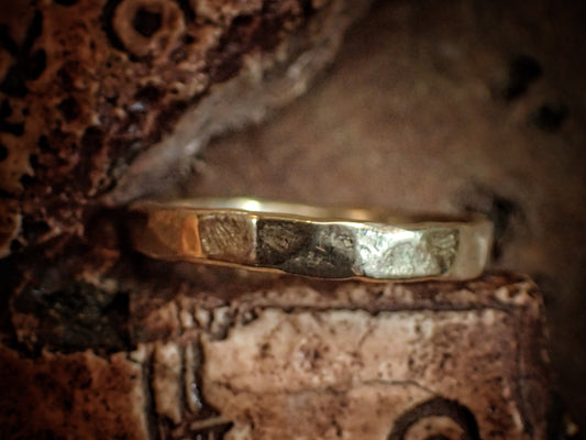 Hammered Textured Unique Rustic 9ct Gold Ring / Band US Sizes