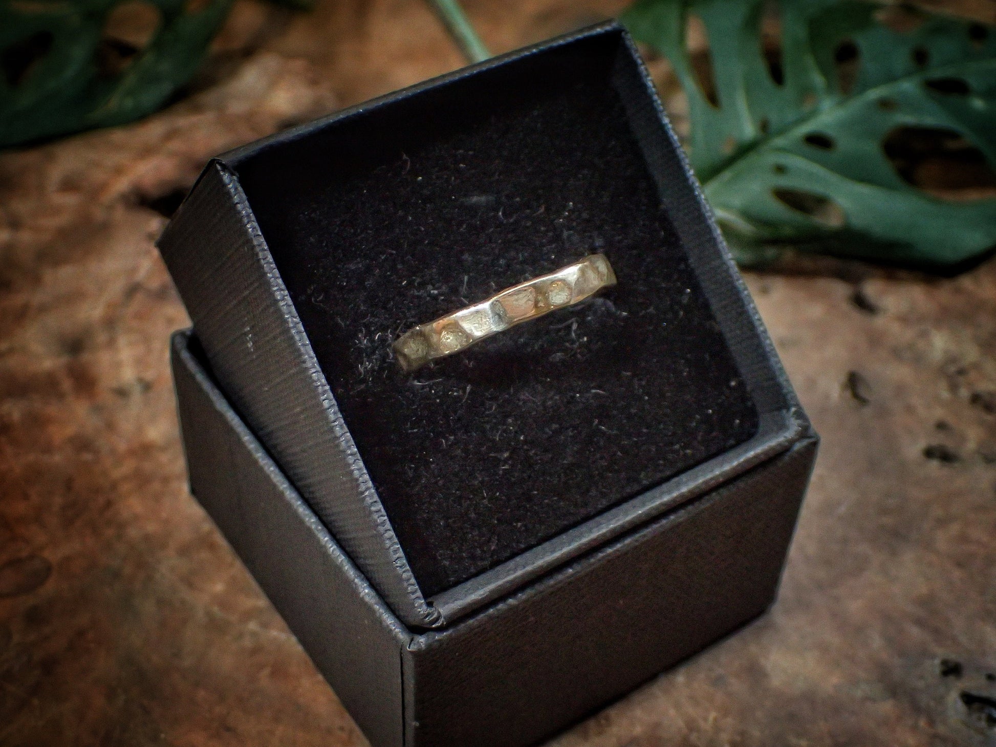Hammered Textured Unique Rustic 9ct Gold Ring / Band US Sizes