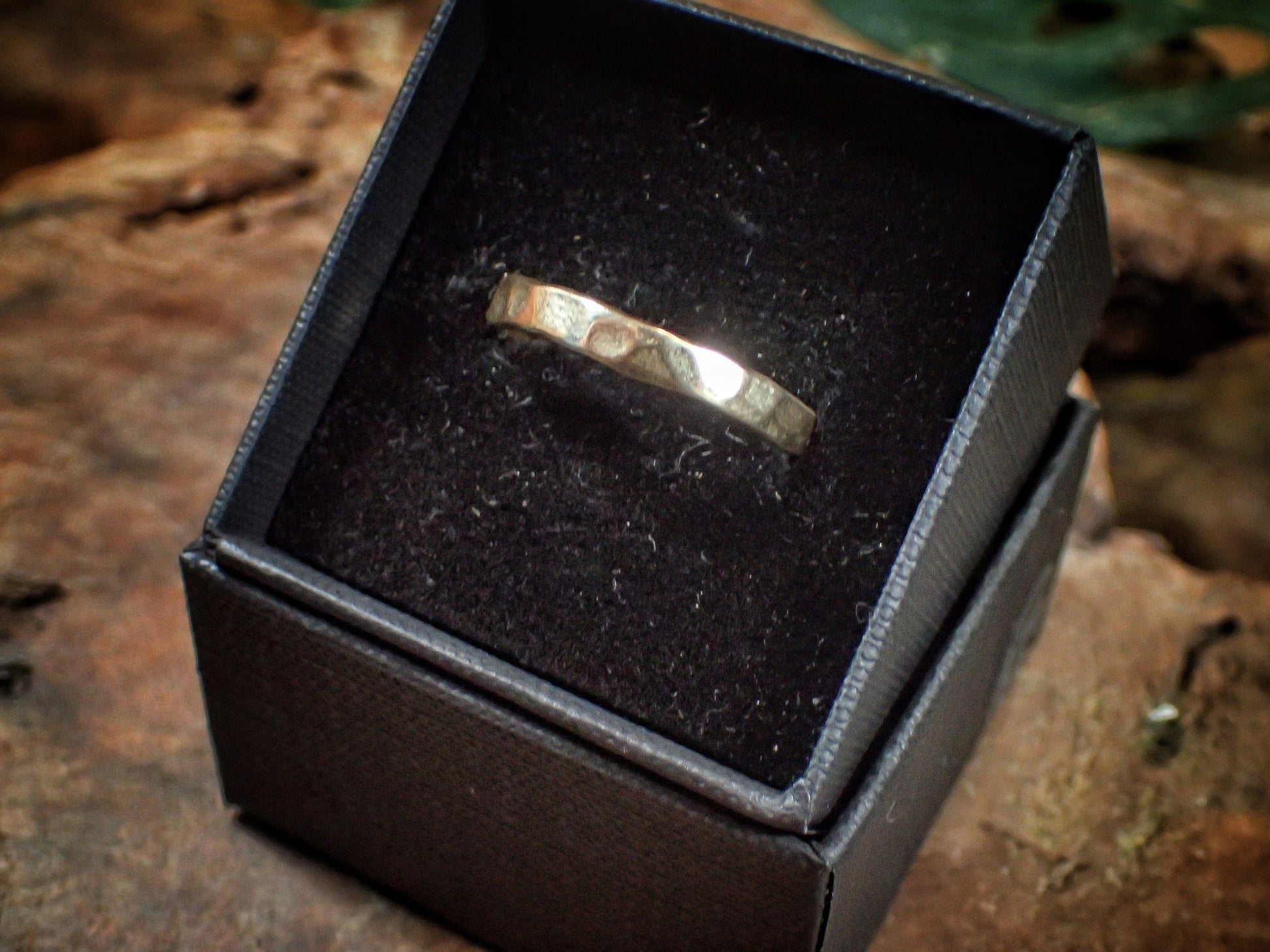 Hammered Textured Unique Rustic 9ct Gold Ring / Band US Sizes