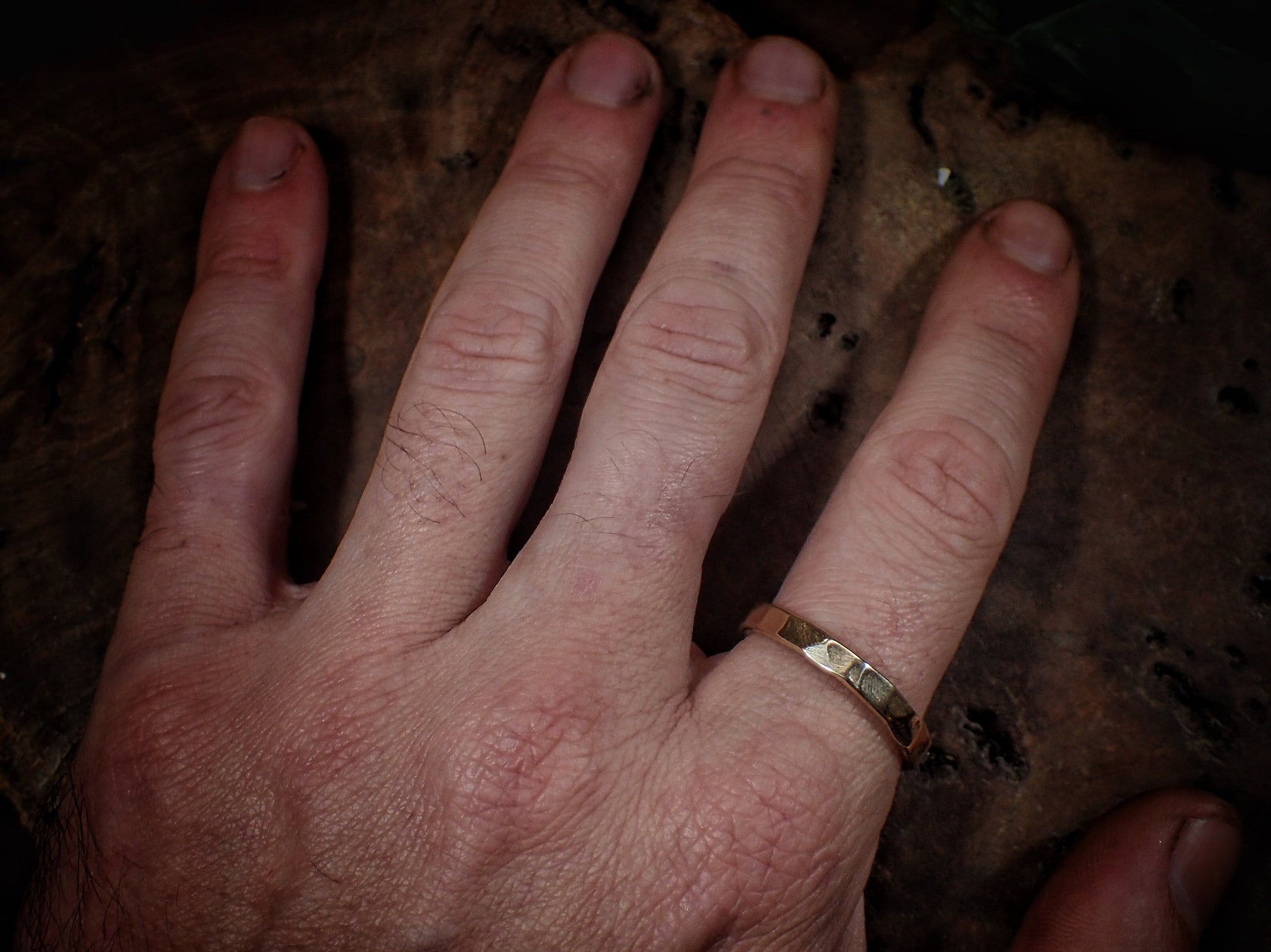 Hammered Textured Unique Rustic 9ct Gold Ring / Band US Sizes