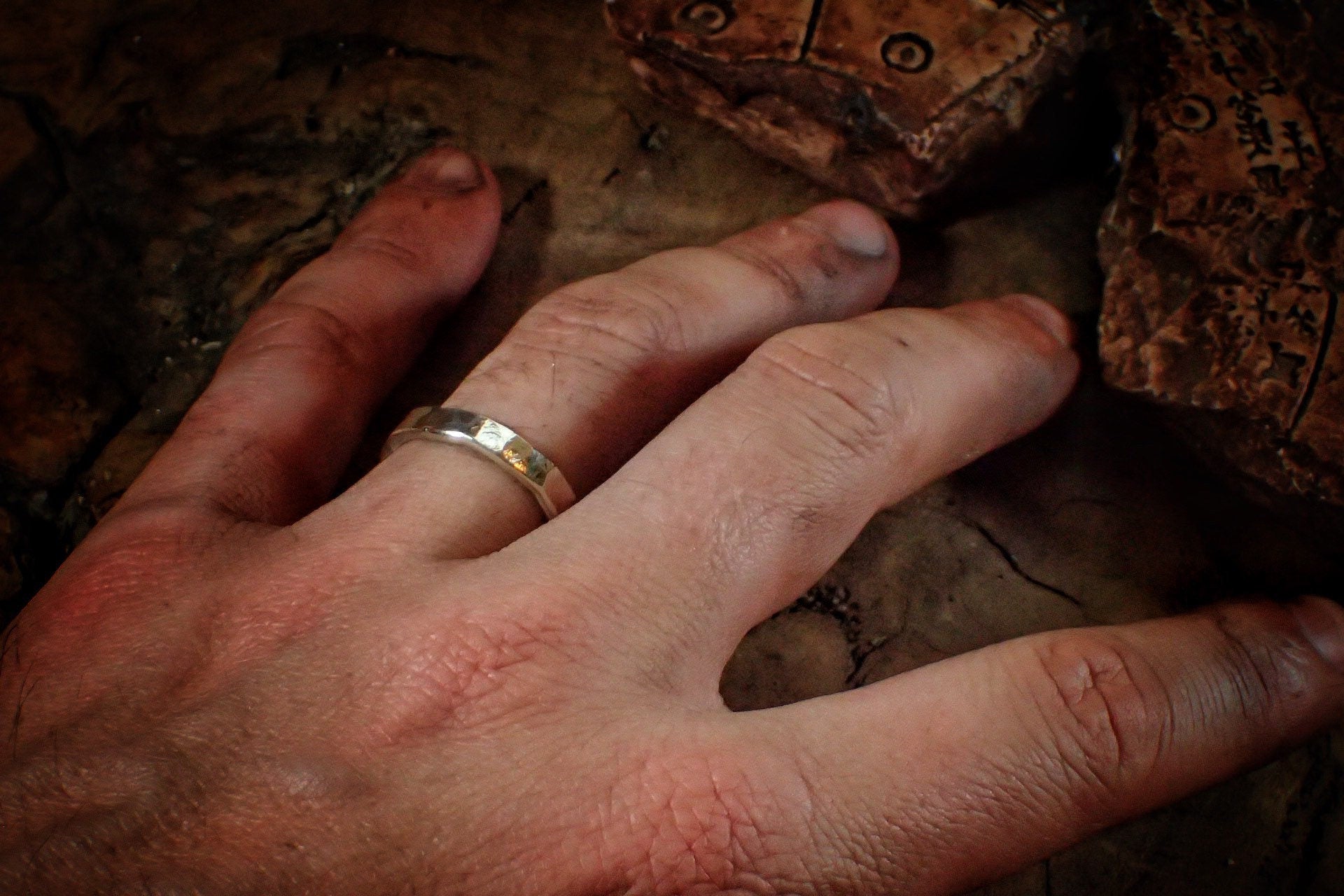 White Gold Hammered Textured Unique Rustic 9ct Ring / Band US Sizes