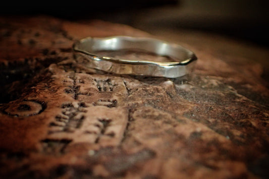 White Gold Hammered Textured Unique Rustic 9ct Ring / Band US Sizes