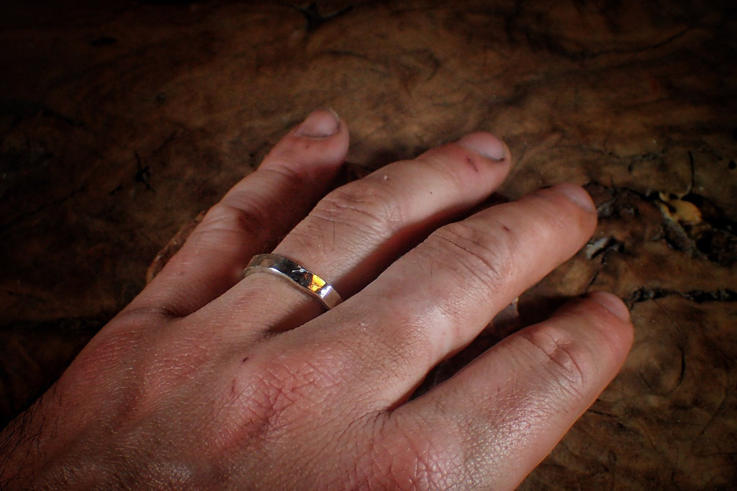 White Gold Hammered Textured Unique Rustic 9ct Ring / Band US Sizes