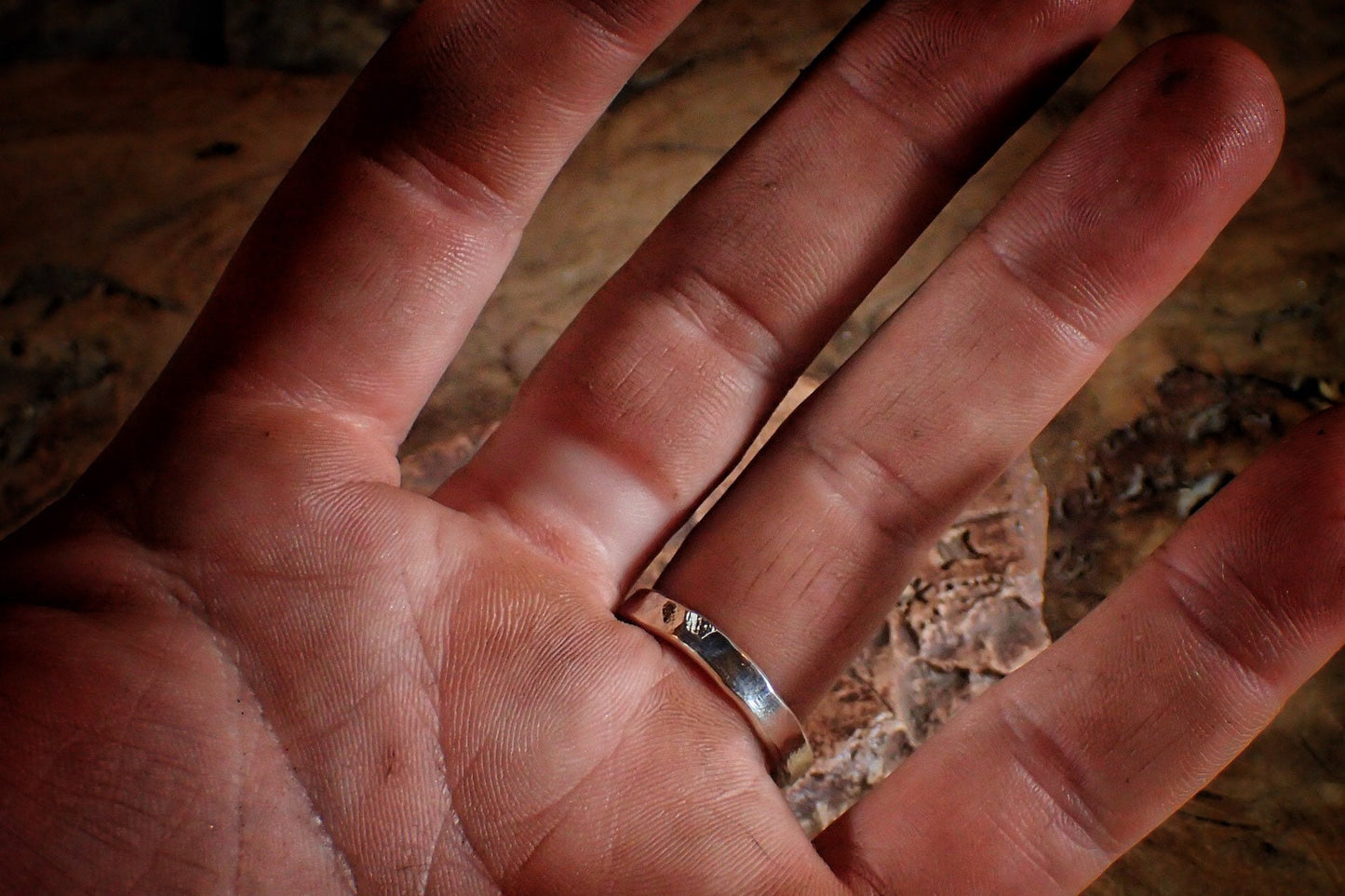 White Gold Hammered Textured Unique Rustic 9ct Ring / Band US Sizes