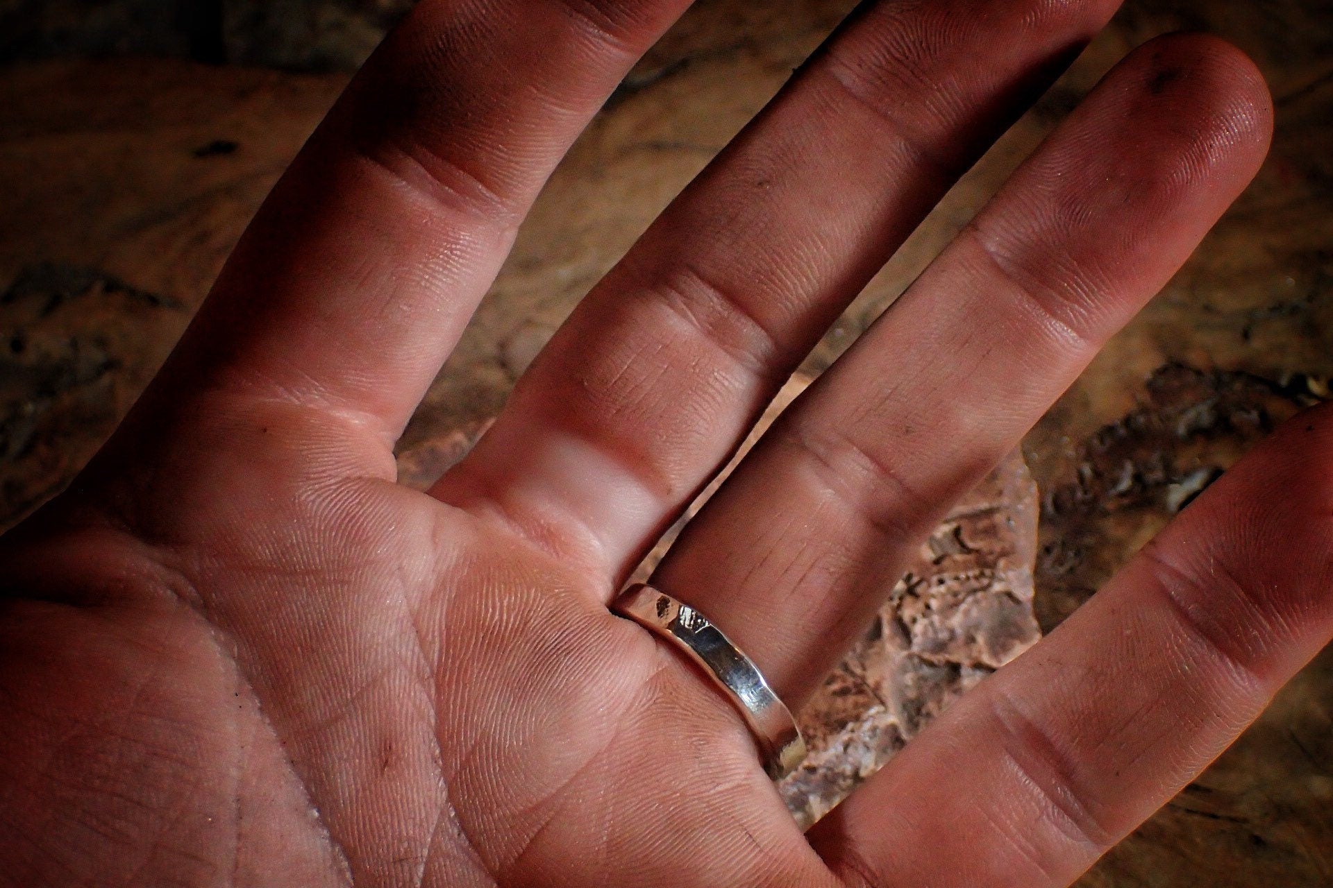 White Gold Hammered Textured Unique Rustic 9ct Ring / Band US Sizes