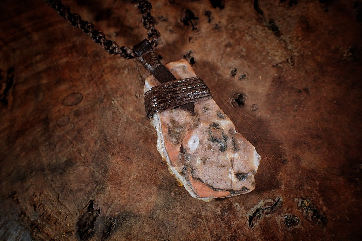 Citrine Cluster Pendant on Hand Woven Adjustable Black Macrame Necklace Cord