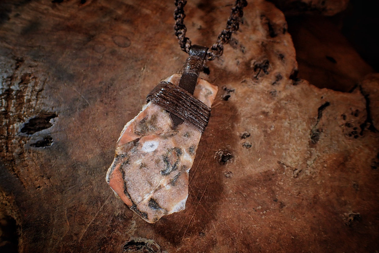 Citrine Cluster Pendant on Hand Woven Adjustable Black Macrame Necklace Cord