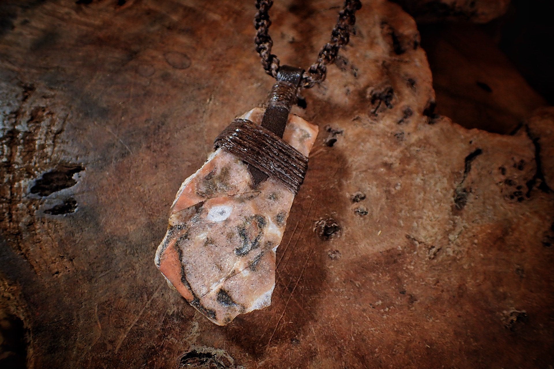 Citrine Cluster Pendant on Hand Woven Adjustable Black Macrame Necklace Cord