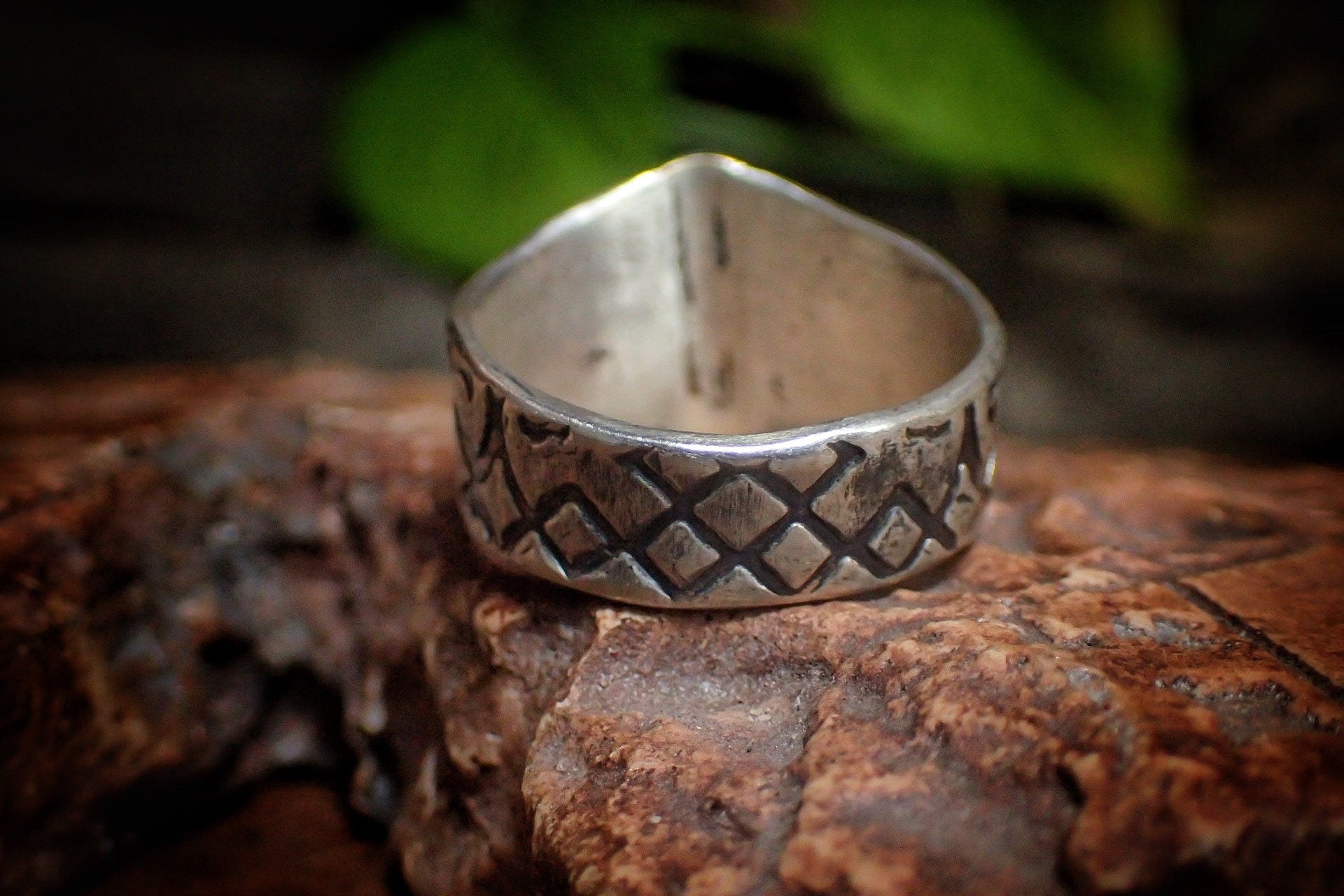 Solid Lightning Ridge Opal in Textured Silver Ring with Gold Embellishments ~ Bohemian Pirate Style / Band US Size 9.75