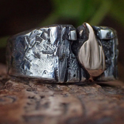 One-of-a-kind 9ct rose gold and sterling silver fusion signet ring