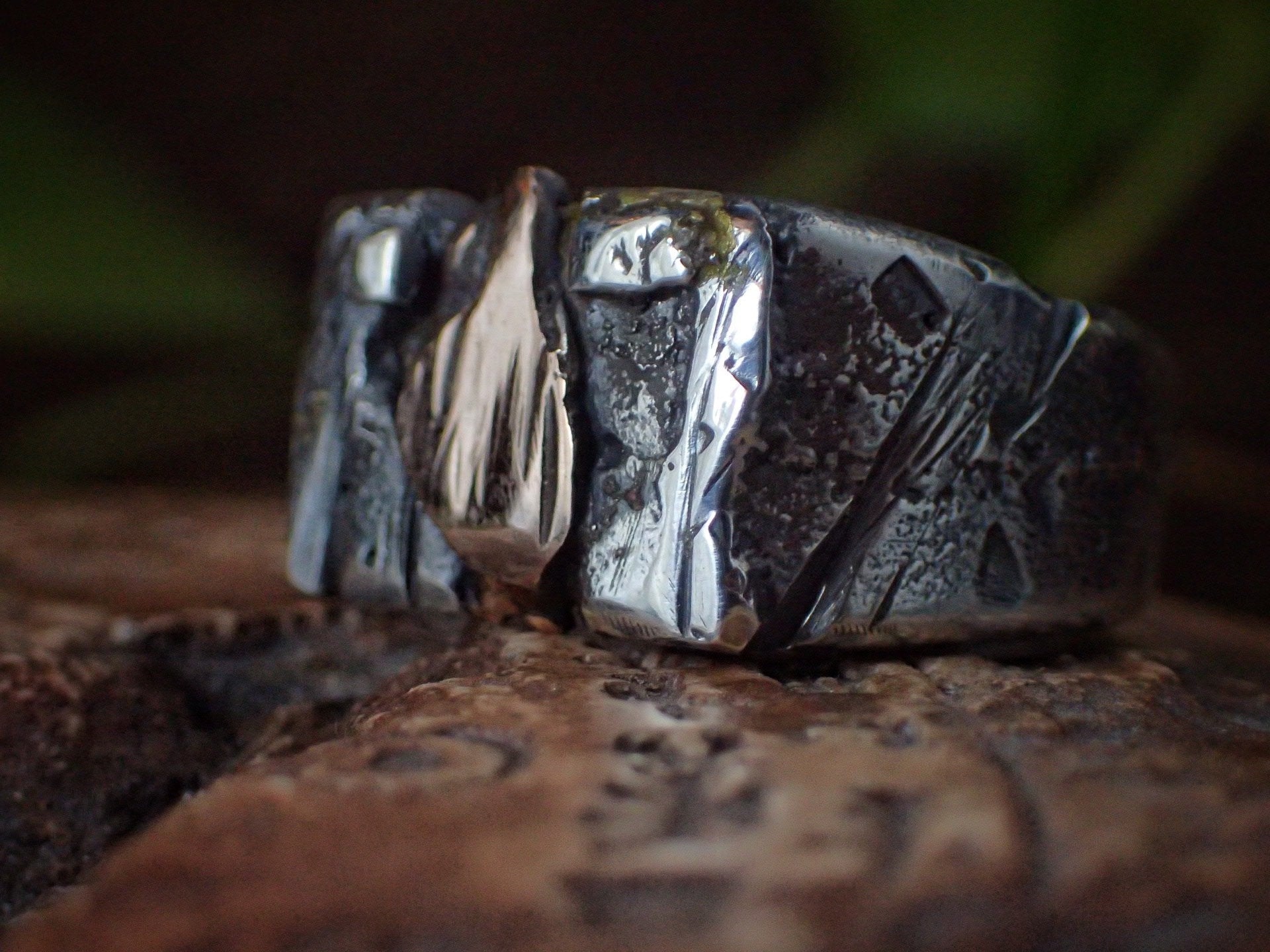 Rose Gold And Silver Fusion Signet Ring ~ Sand Cast Rugged Rustic and Rugged One of a Kind Ring / Band US Size 9.75