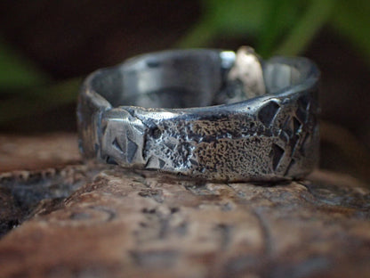 One-of-a-kind 9ct rose gold and sterling silver fusion signet ring