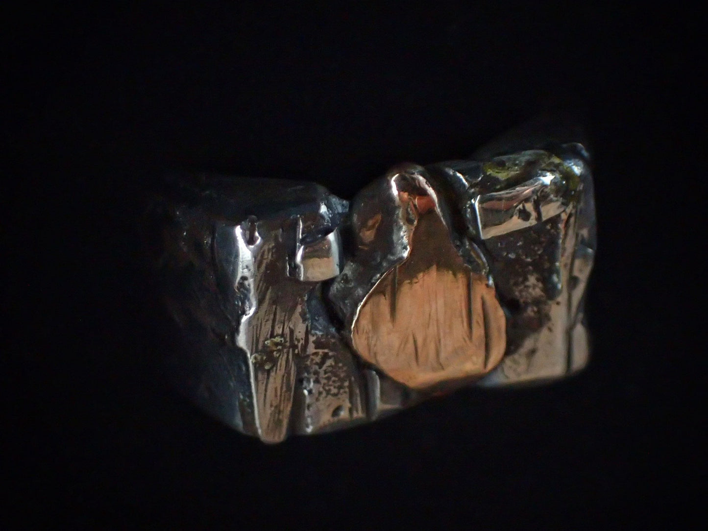 Rose Gold And Silver Fusion Signet Ring ~ Sand Cast Rugged Rustic and Rugged One of a Kind Ring / Band US Size 9.75