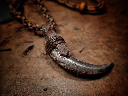 Silver Wedge Tailed Eagle Talon Pendant with Adjustable Hand Woven Style Necklace