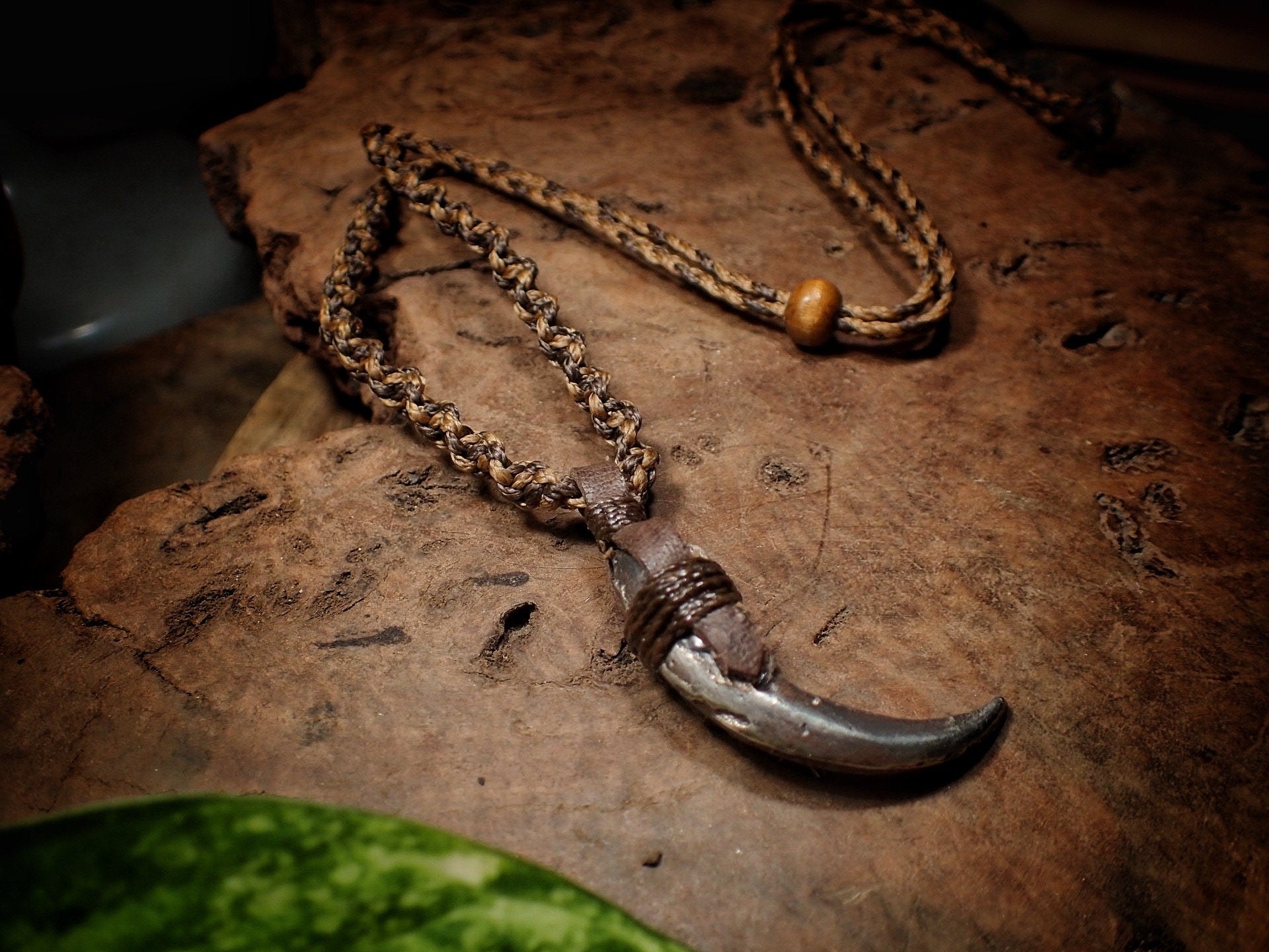 Silver Wedge Tailed Eagle Talon Pendant with Adjustable Hand Woven Style Necklace