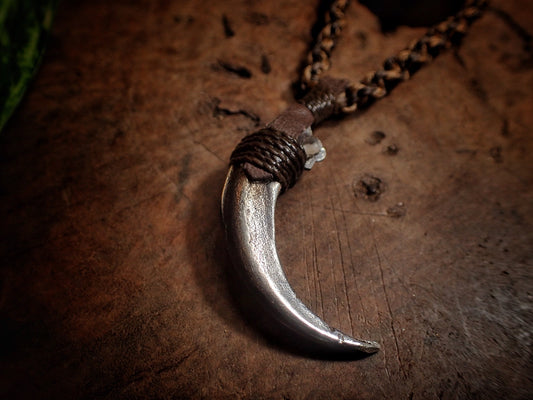 Silver Wedge Tailed Eagle Talon Pendant with Adjustable Hand Woven Style Necklace
