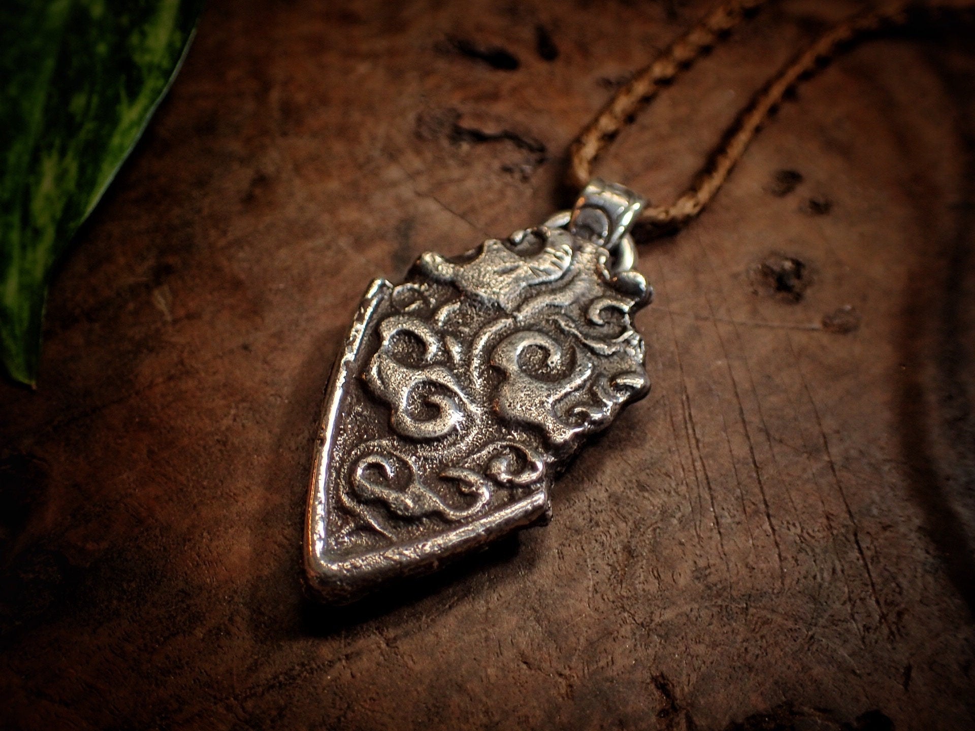 Temple Goddess Amulet ~ Rustic Textured Silver Spiral Organic Pendant
