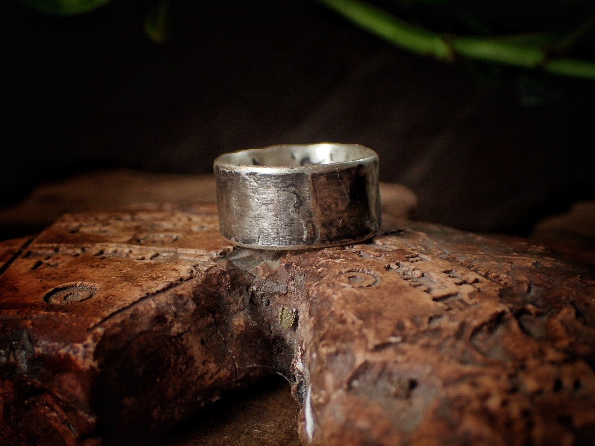 Reticulated Texture on Chunky Rustic Silver Ring / Band US Size 10