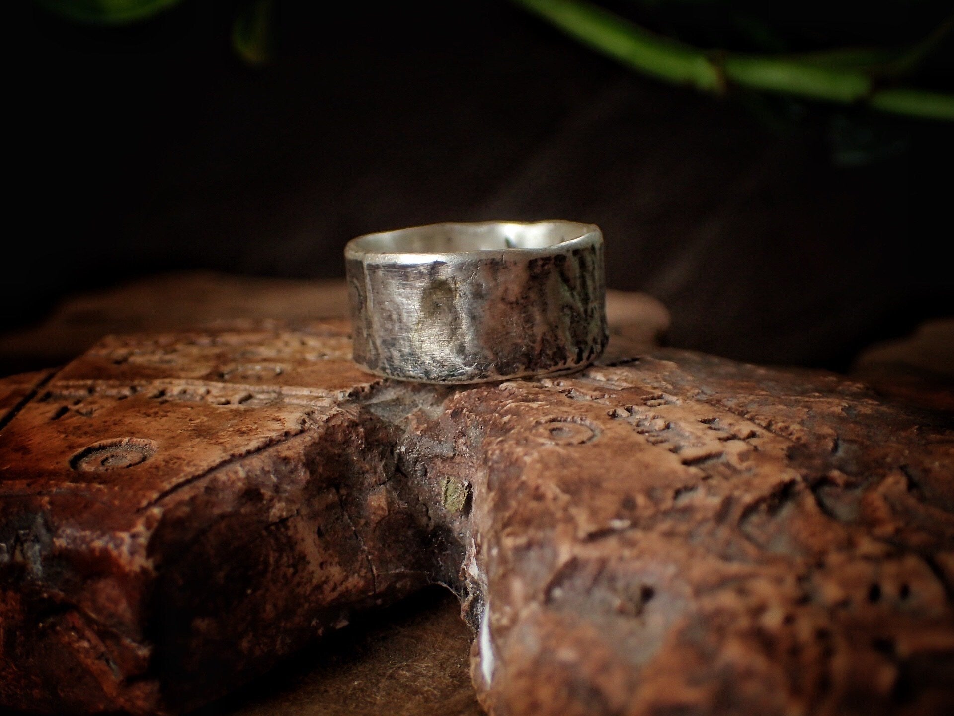 Reticulated Texture on Chunky Rustic Silver Ring / Band US Size 10