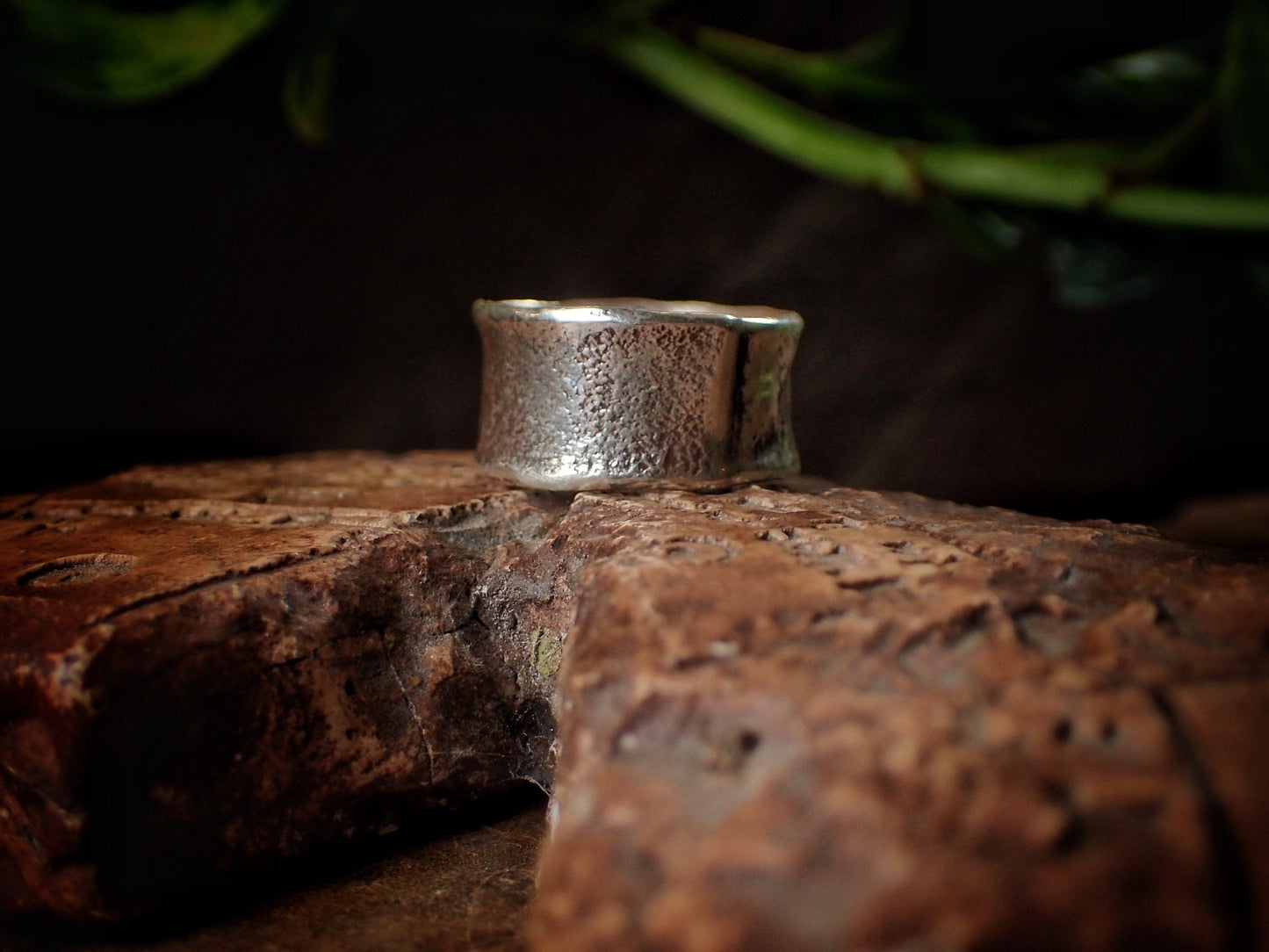 Reticulated Texture on Chunky Rustic Silver Ring / Band US Size 9