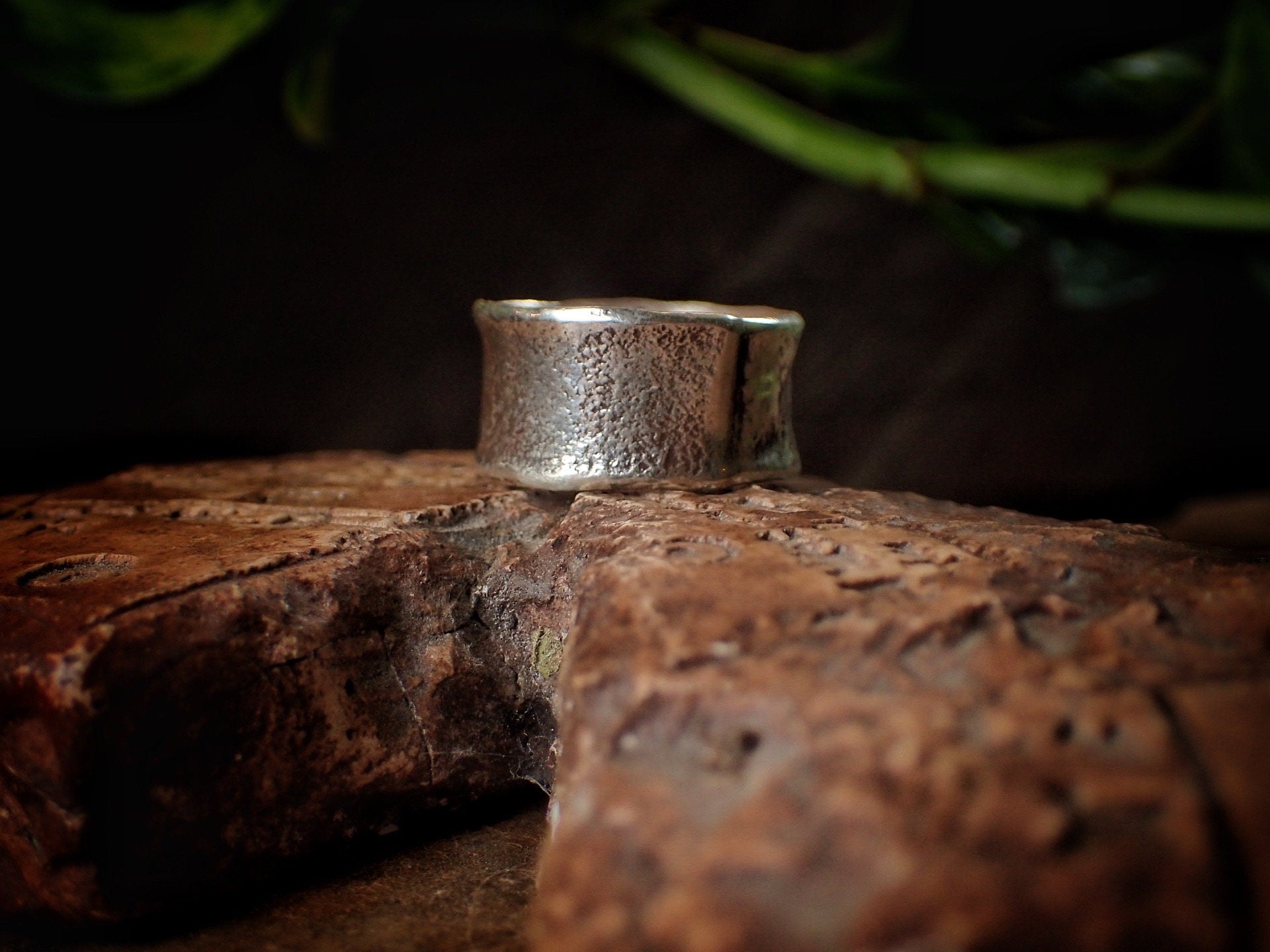Reticulated Texture on Chunky Rustic Silver Ring / Band US Size 9