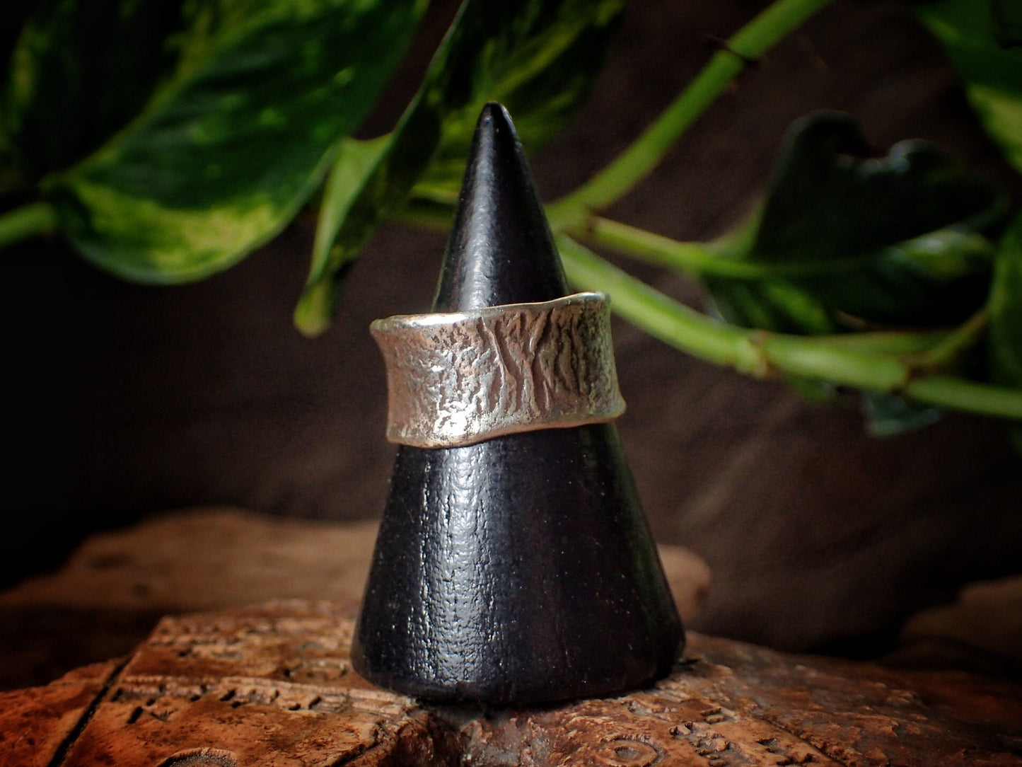 Reticulated Texture on Chunky Rustic Silver Ring / Band US Size 9