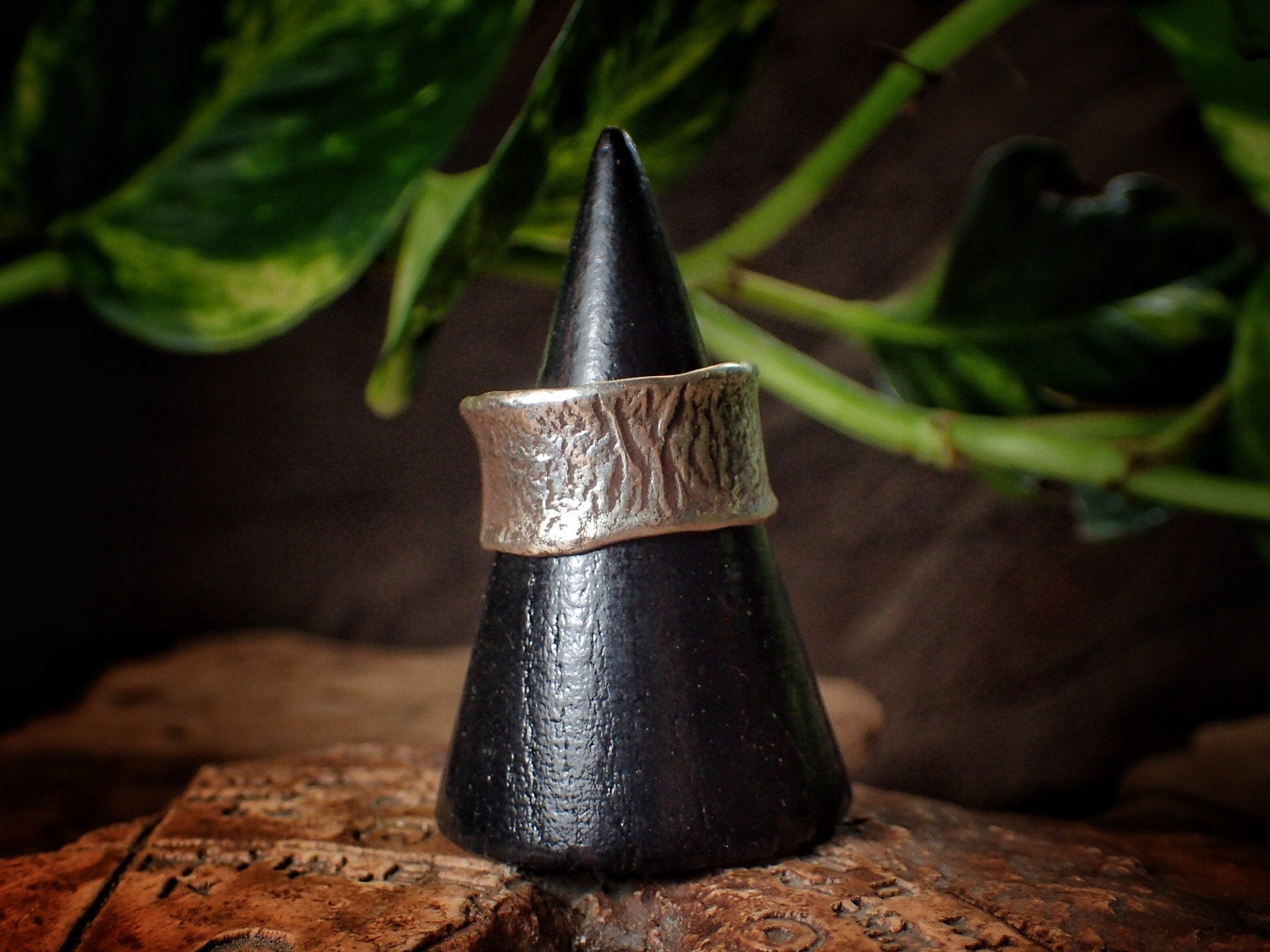 Reticulated Texture on Chunky Rustic Silver Ring / Band US Size 9
