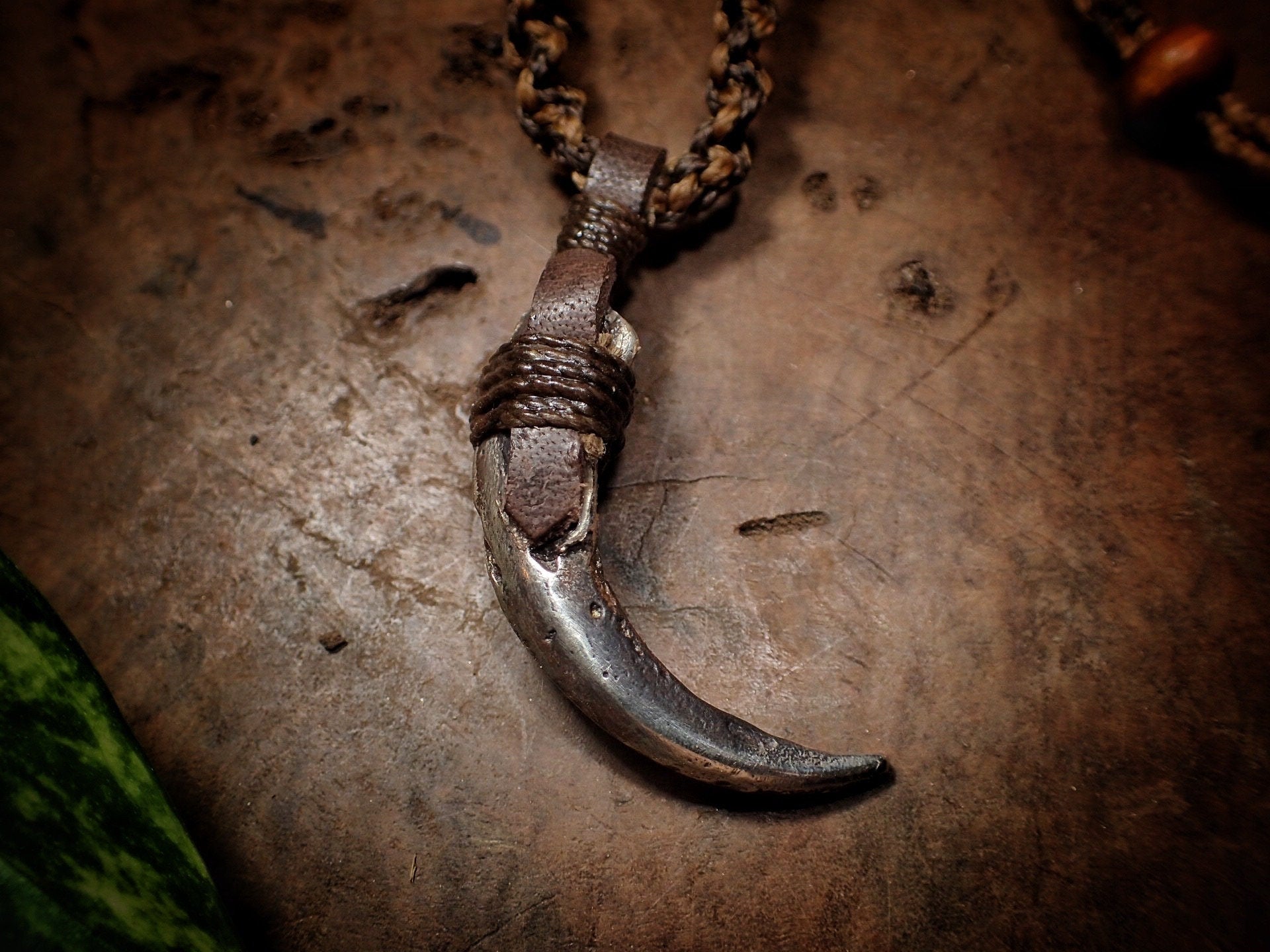Silver Wedge Tailed Eagle Talon Pendant with Adjustable Hand Woven Style Necklace