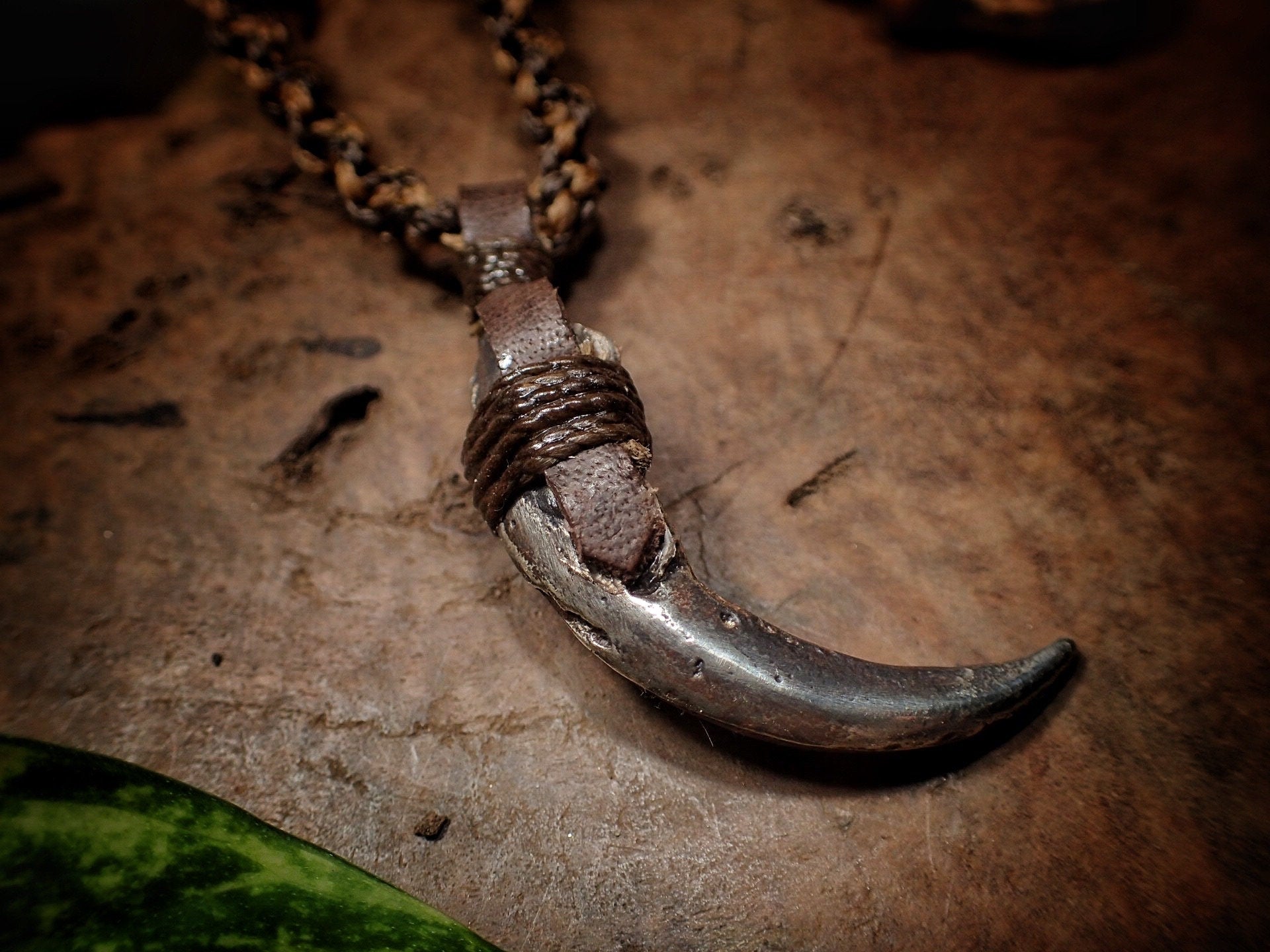 Silver Wedge Tailed Eagle Talon Pendant with Adjustable Hand Woven Style Necklace