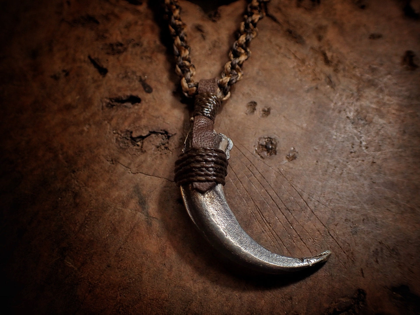 Silver Wedge Tailed Eagle Talon Pendant with Adjustable Hand Woven Style Necklace