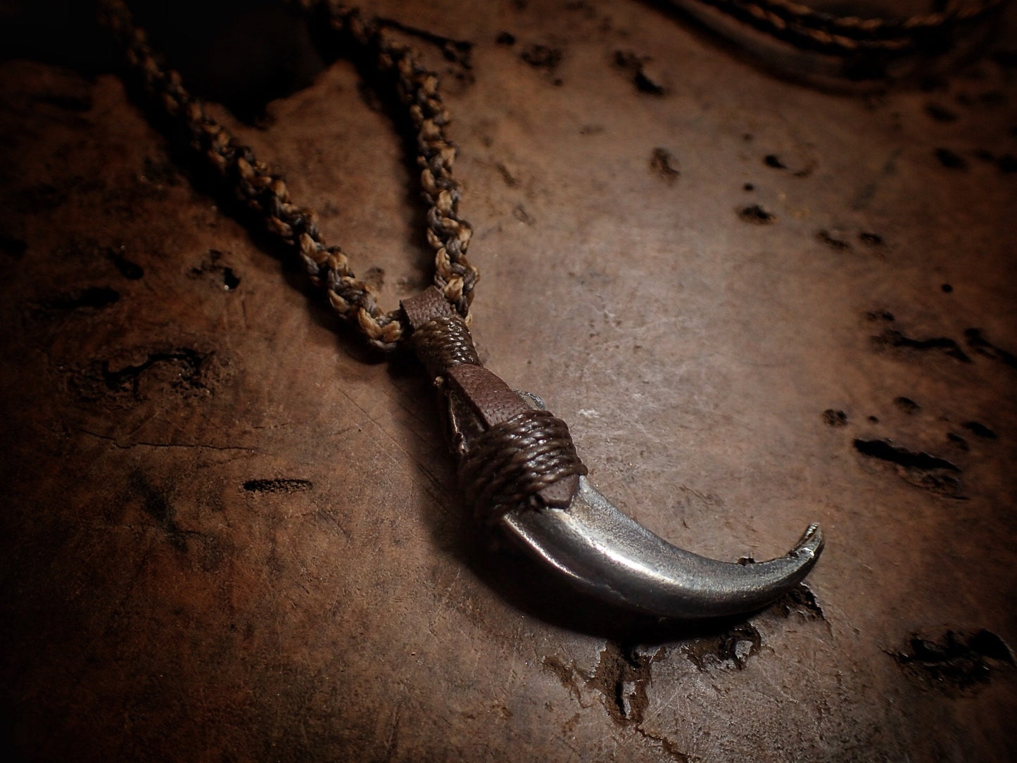 Silver Wedge Tailed Eagle Talon Pendant with Adjustable Hand Woven Style Necklace