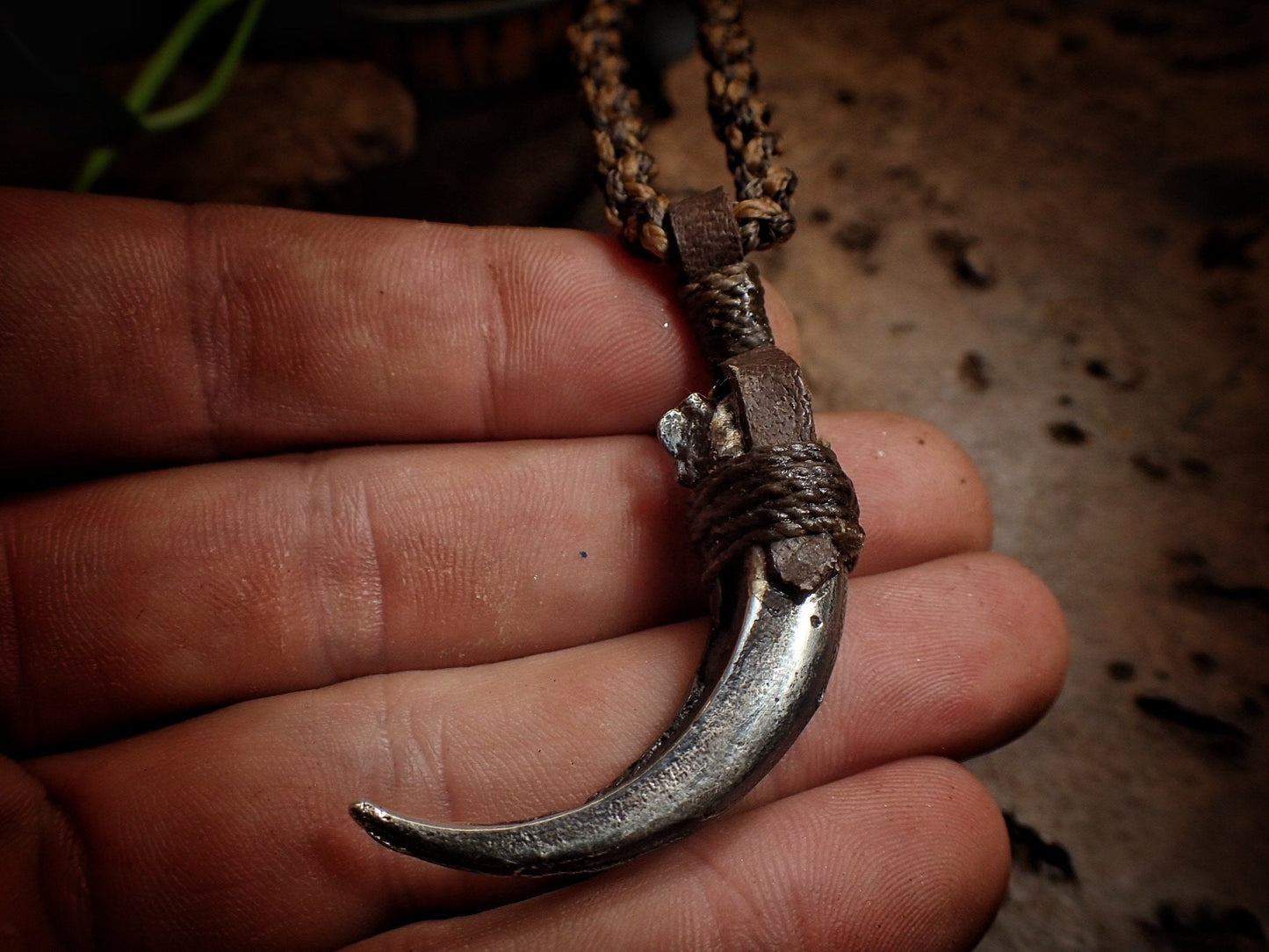 Silver Wedge Tailed Eagle Talon Pendant with Adjustable Hand Woven Style Necklace