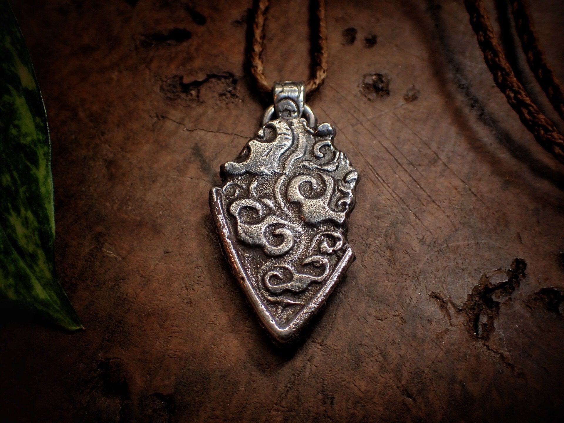 Temple Goddess Amulet ~ Rustic Textured Silver Spiral Organic Pendant
