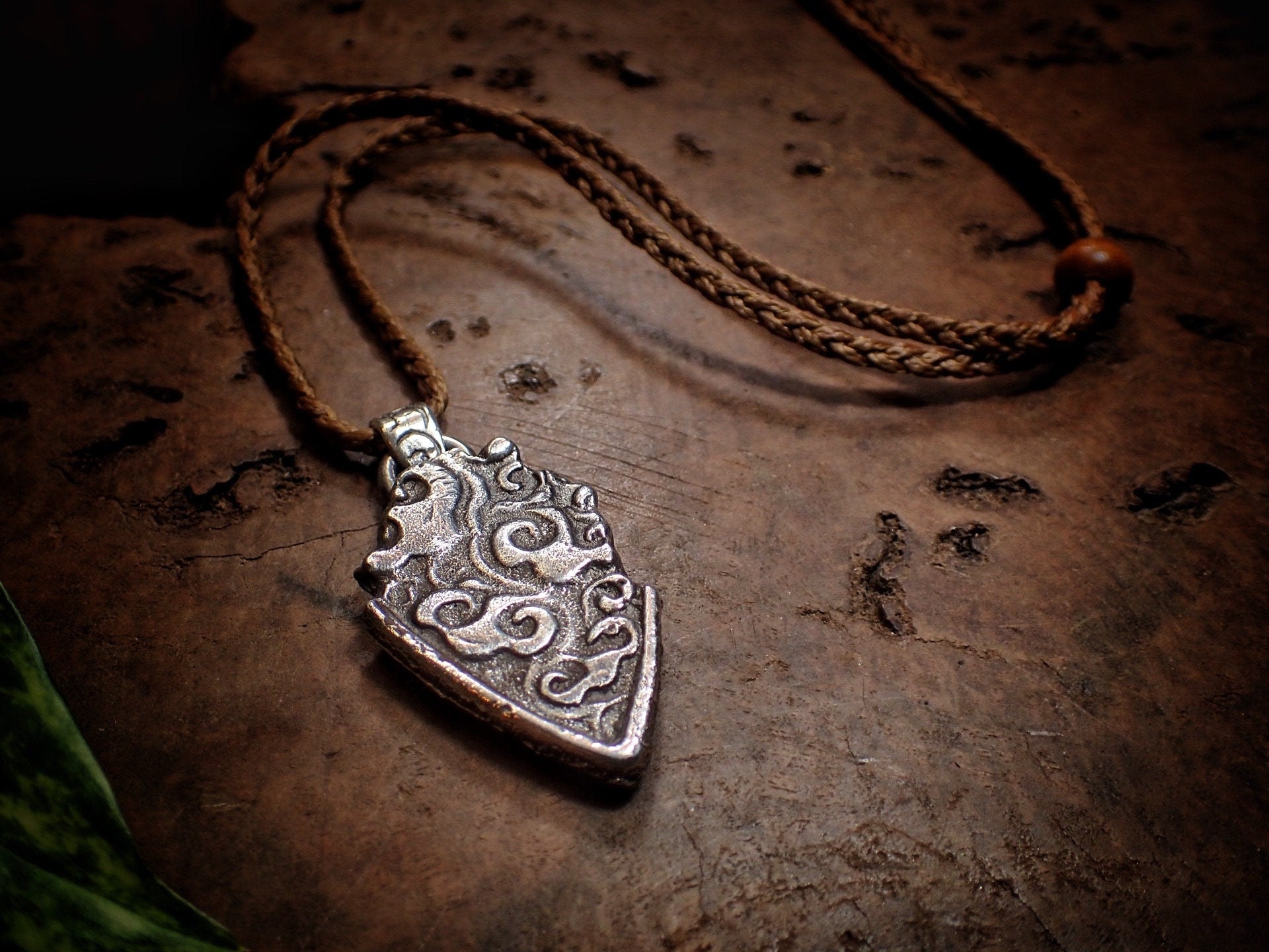 Temple Goddess Amulet ~ Rustic Textured Silver Spiral Organic Pendant