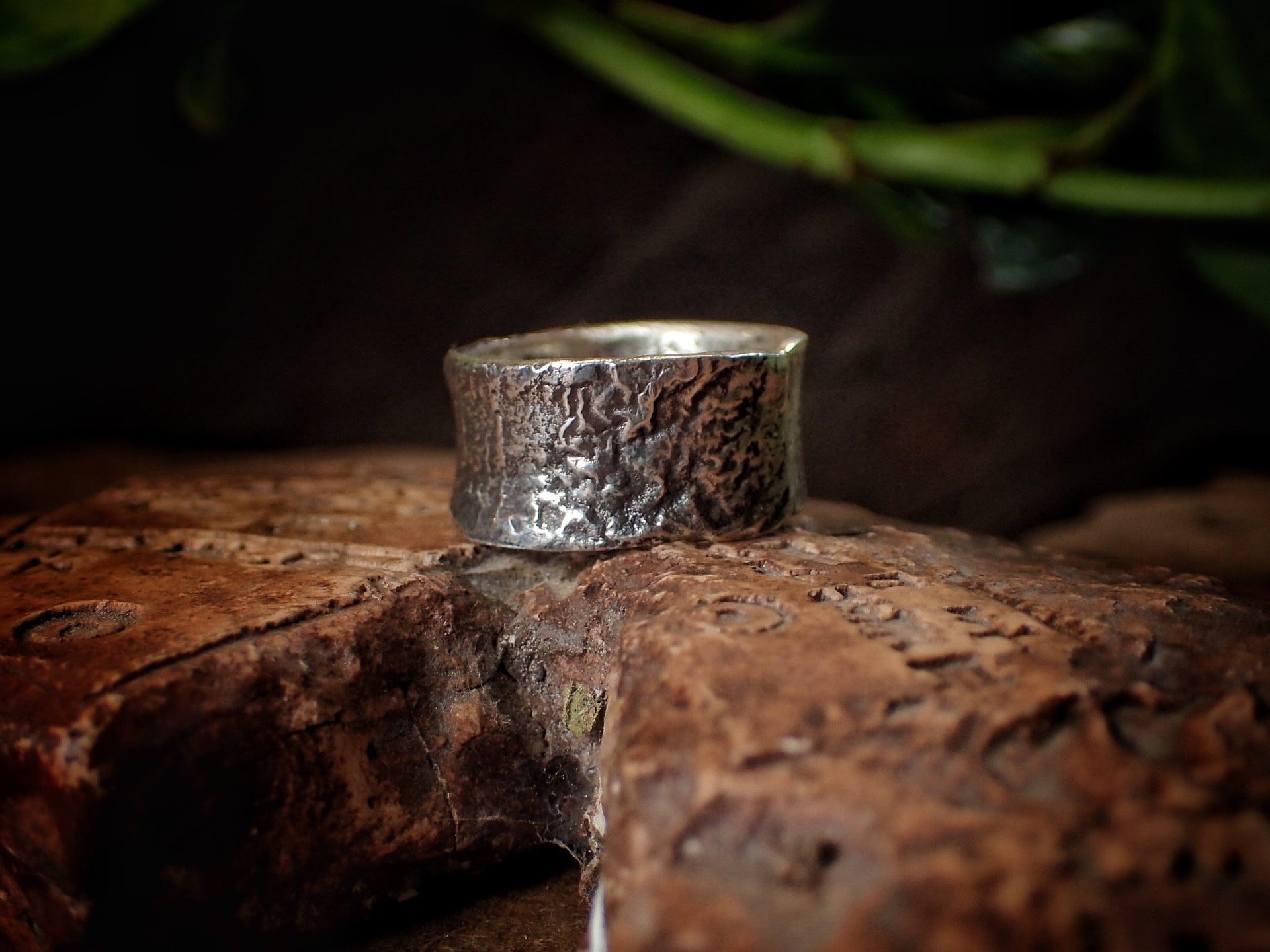 Molten Chunky Rustic Textured Silver Ring / Band US Size 9.75