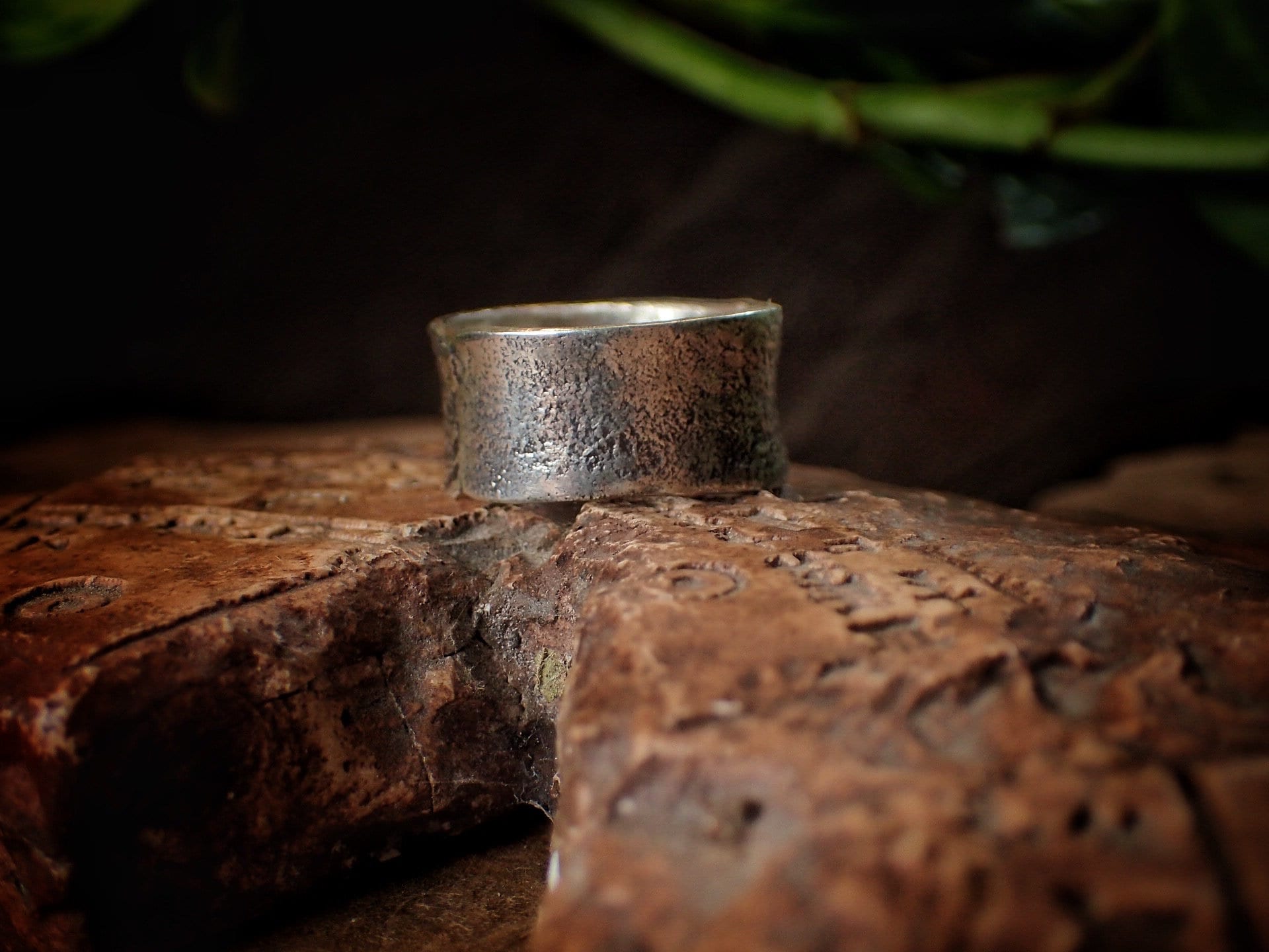 Molten Chunky Rustic Textured Silver Ring / Band US Size 9.75