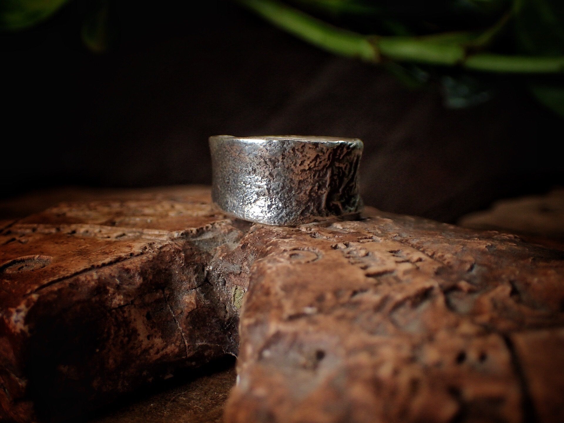 Molten Chunky Rustic Textured Silver Ring / Band US Size 9.75