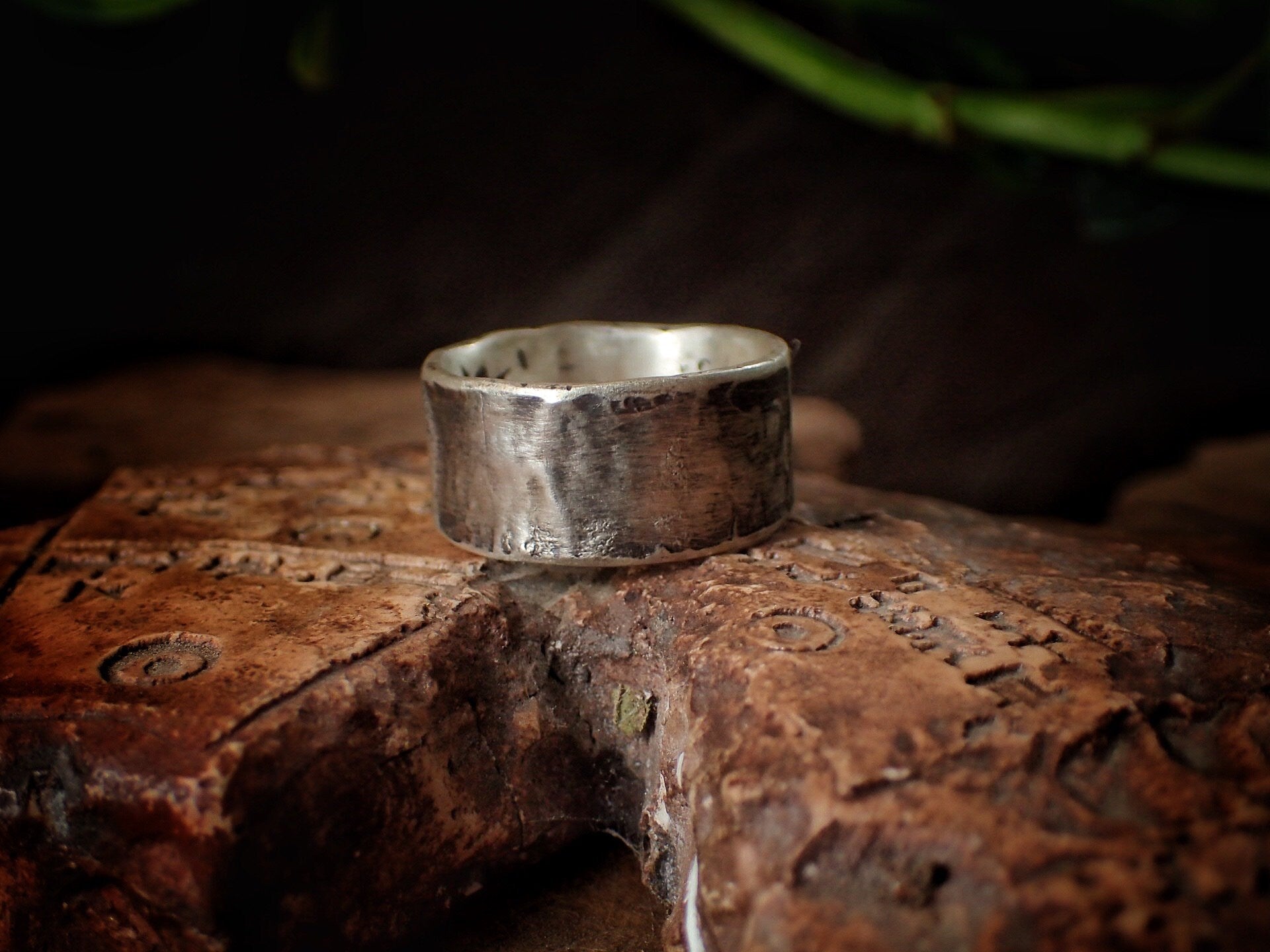 Reticulated Texture on Chunky Rustic Silver Ring / Band US Size 10