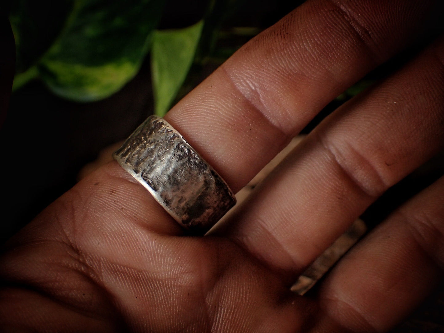 Reticulated Texture on Chunky Rustic Silver Ring / Band US Size 10