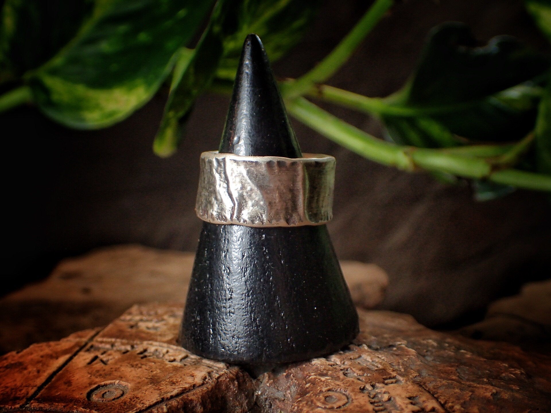 Reticulated Texture on Chunky Rustic Silver Ring / Band US Size 10