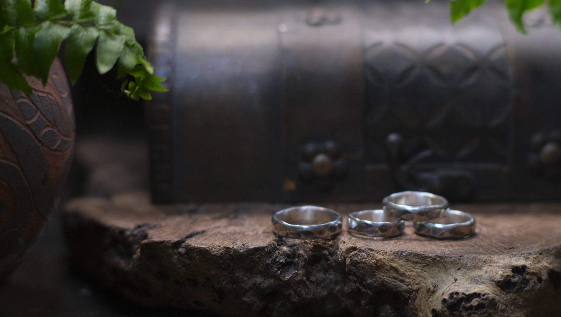 Rustic Thick Hammered Textured Unique Oxidised Silver Ring / Band US Sizes