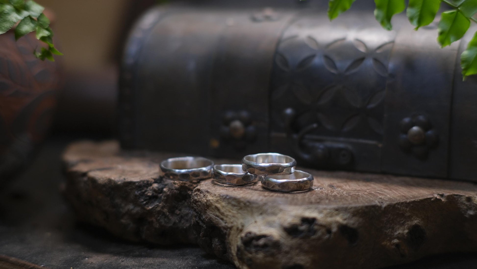 Rustic Thick Hammered Textured Unique Oxidised Silver Ring / Band US Sizes